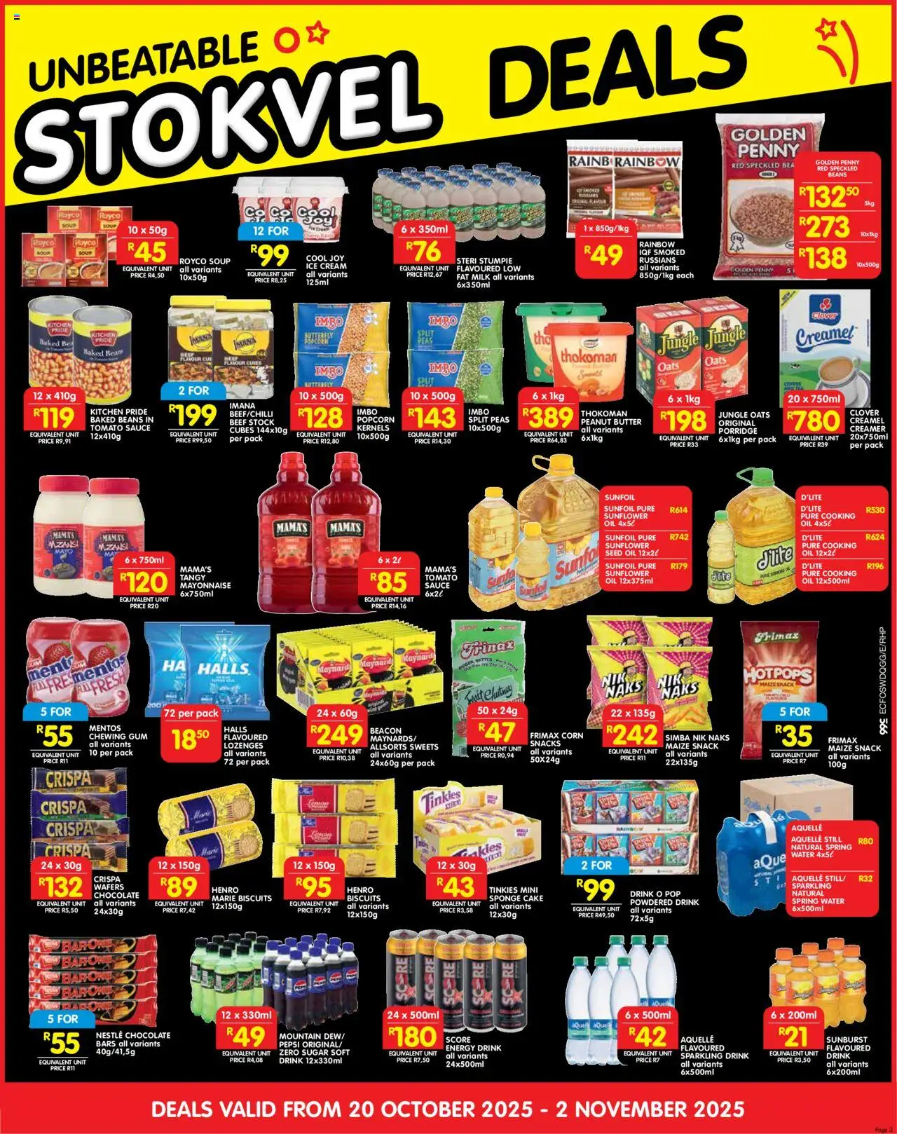 New Shoprite catalogue – valid from 20.10.2025 | Page: 7 | Products: Baked beans, Popcorn, Cream, Sauce