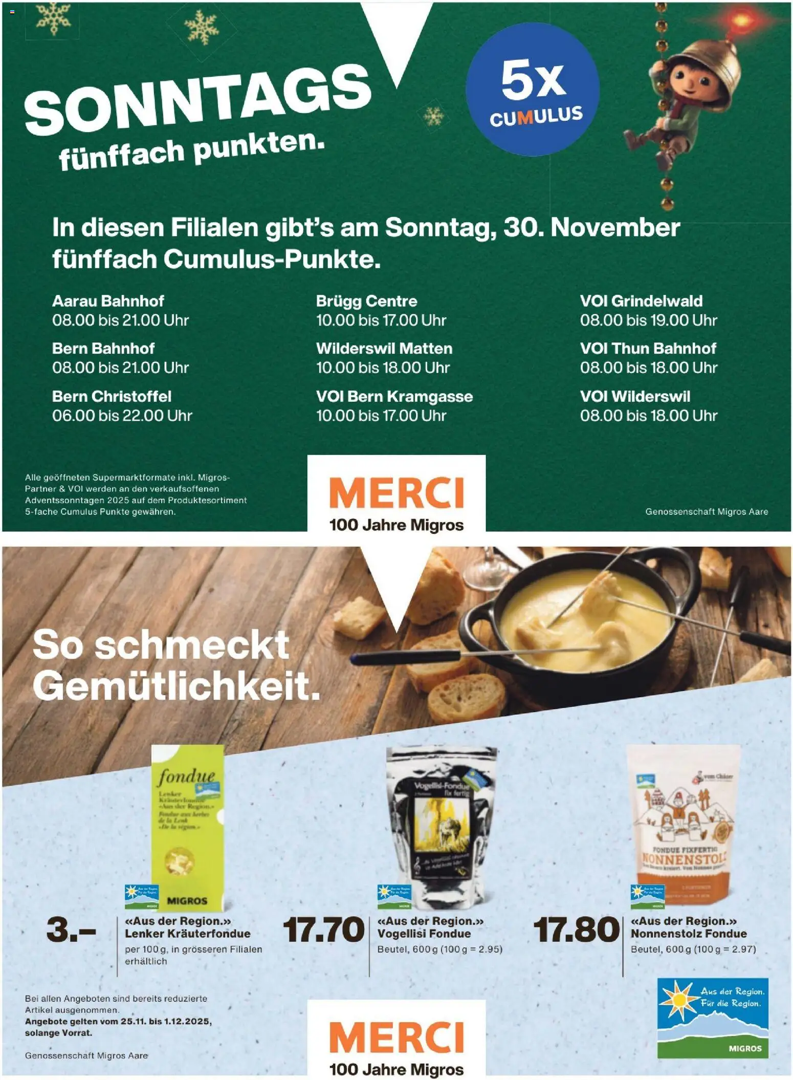 Migros Magazin – gültig ab 24.11.2025 | Seite: 48 | Produkte: Uhr, Fondue