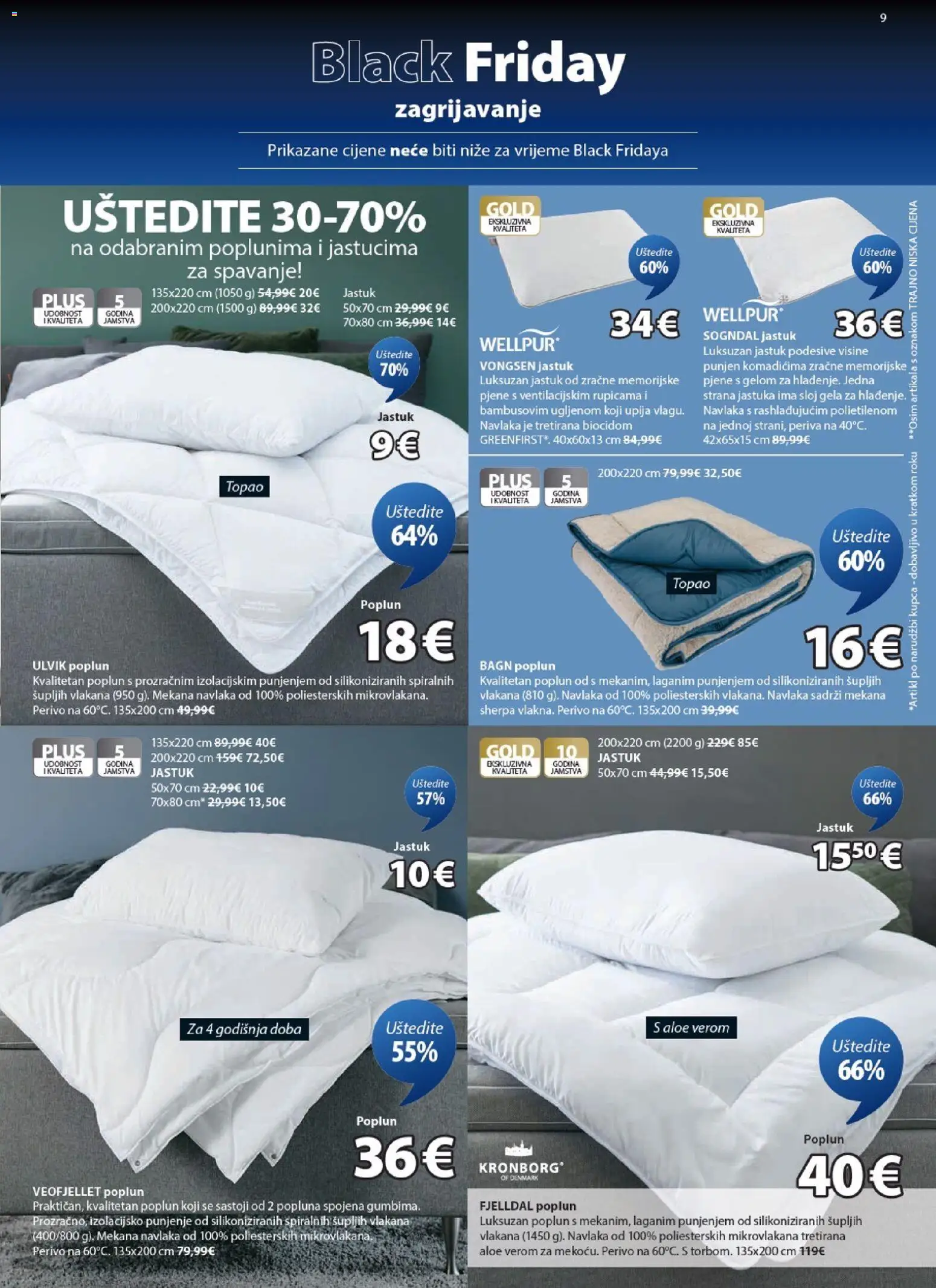JYSK katalog | vrijedi od 19.11.2025 | Stranica: 9 | Proizvodi: Jastuk, Poplun