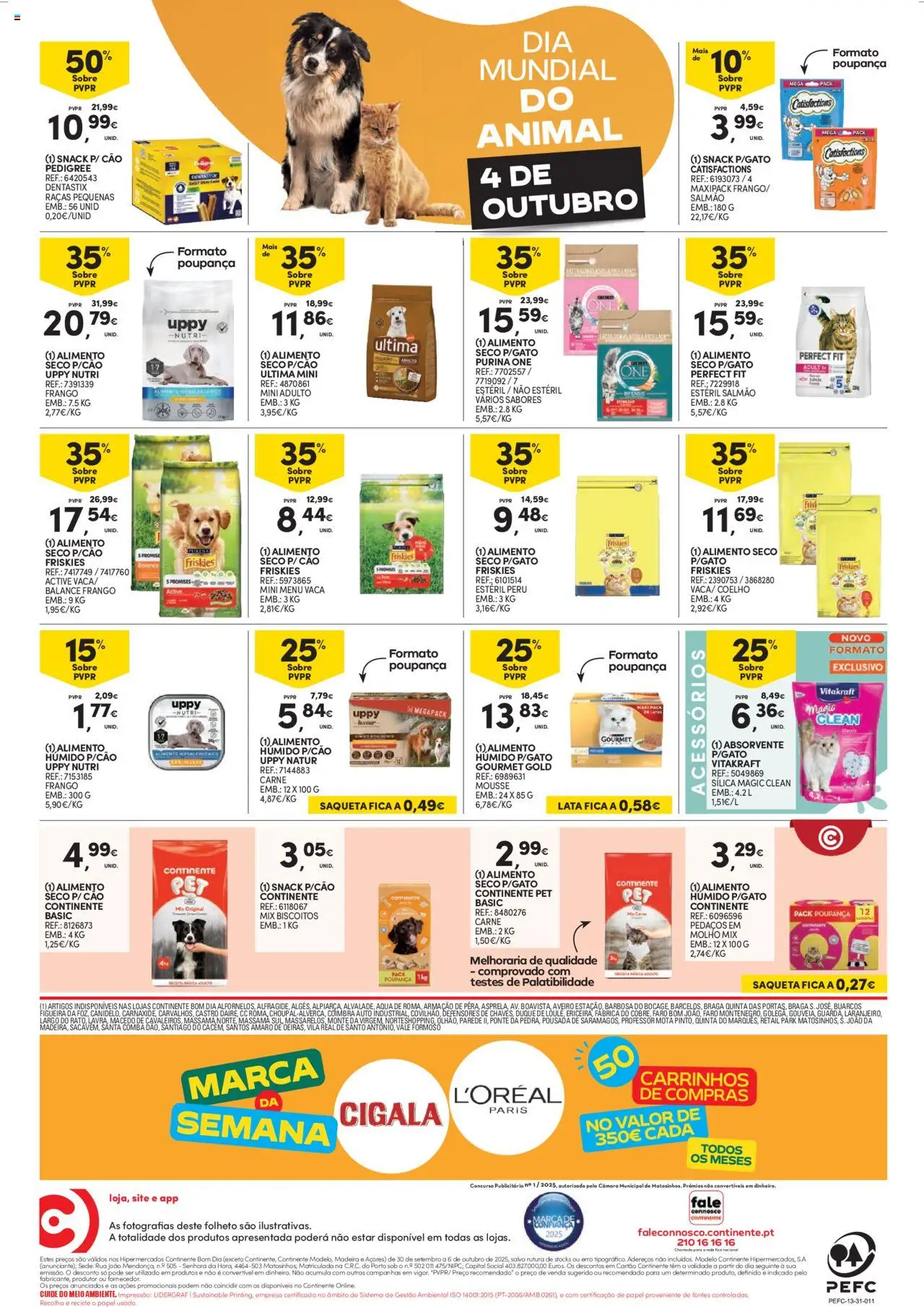 Continente Semanal Continente Bom Dia │ válido de 30.09.2025 | Página: 28 | Produtos: Purina one, Frango, Peru, Biscoitos