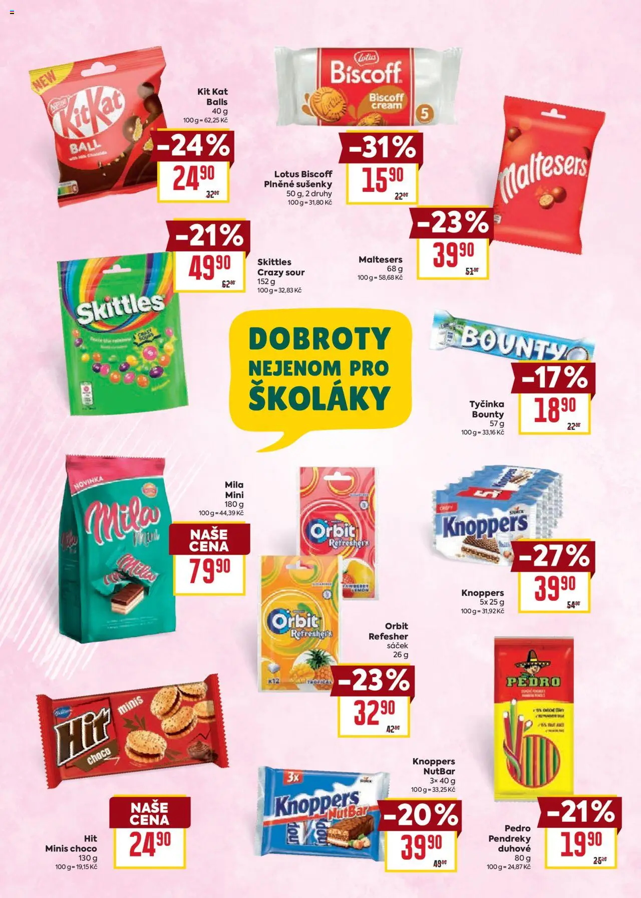 Billa leták - Zpátky do školy od 06.08.2025 | Strana: 14 | Produkty: Knoppers, Lotus Biscoff, Mila, Sušenky