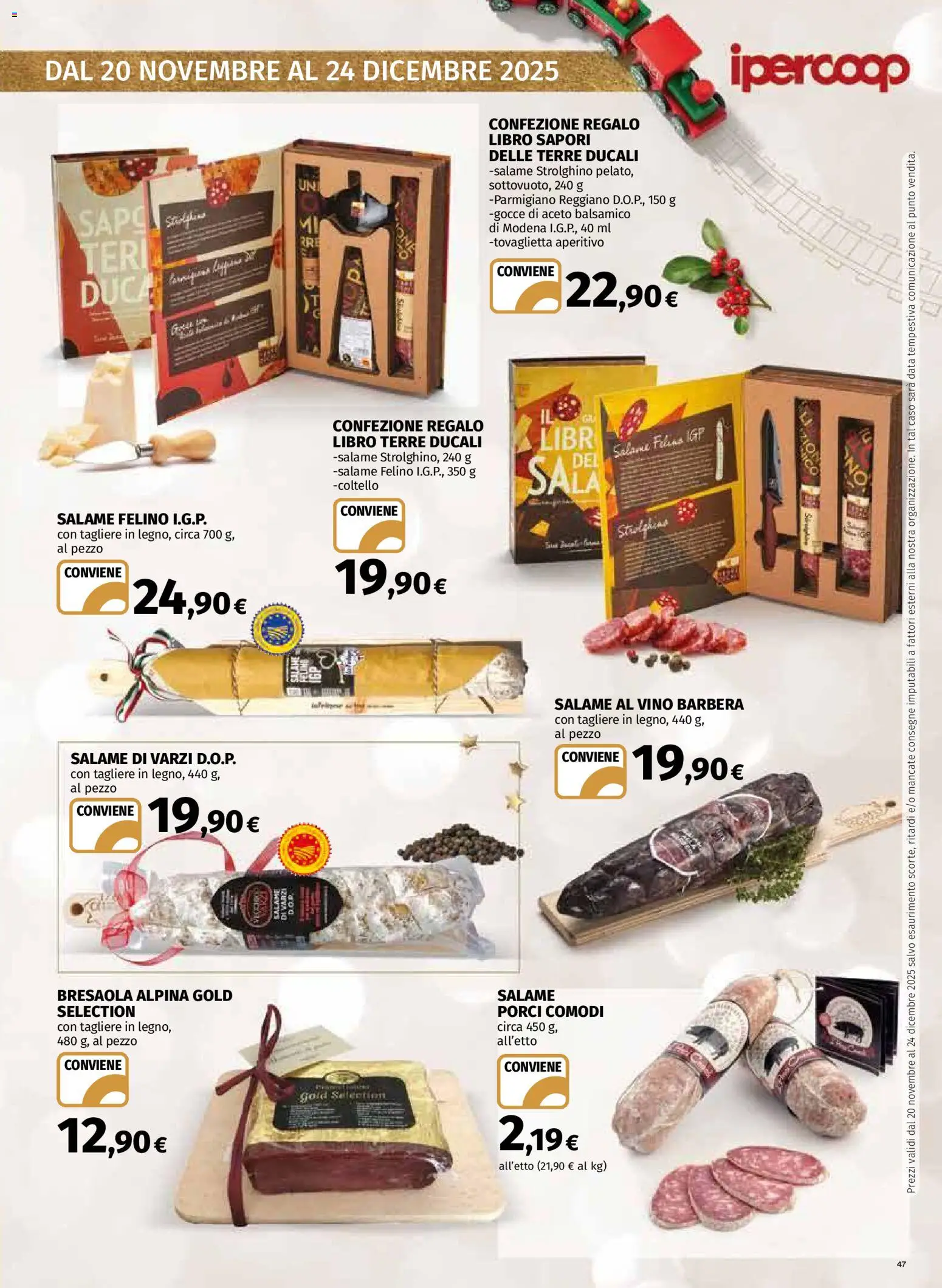 Volantino Ipercoop del 20.11.2025 | Pagina: 47 | Prodotti: Salame, Bresaola, Tagliere, Aperitivo