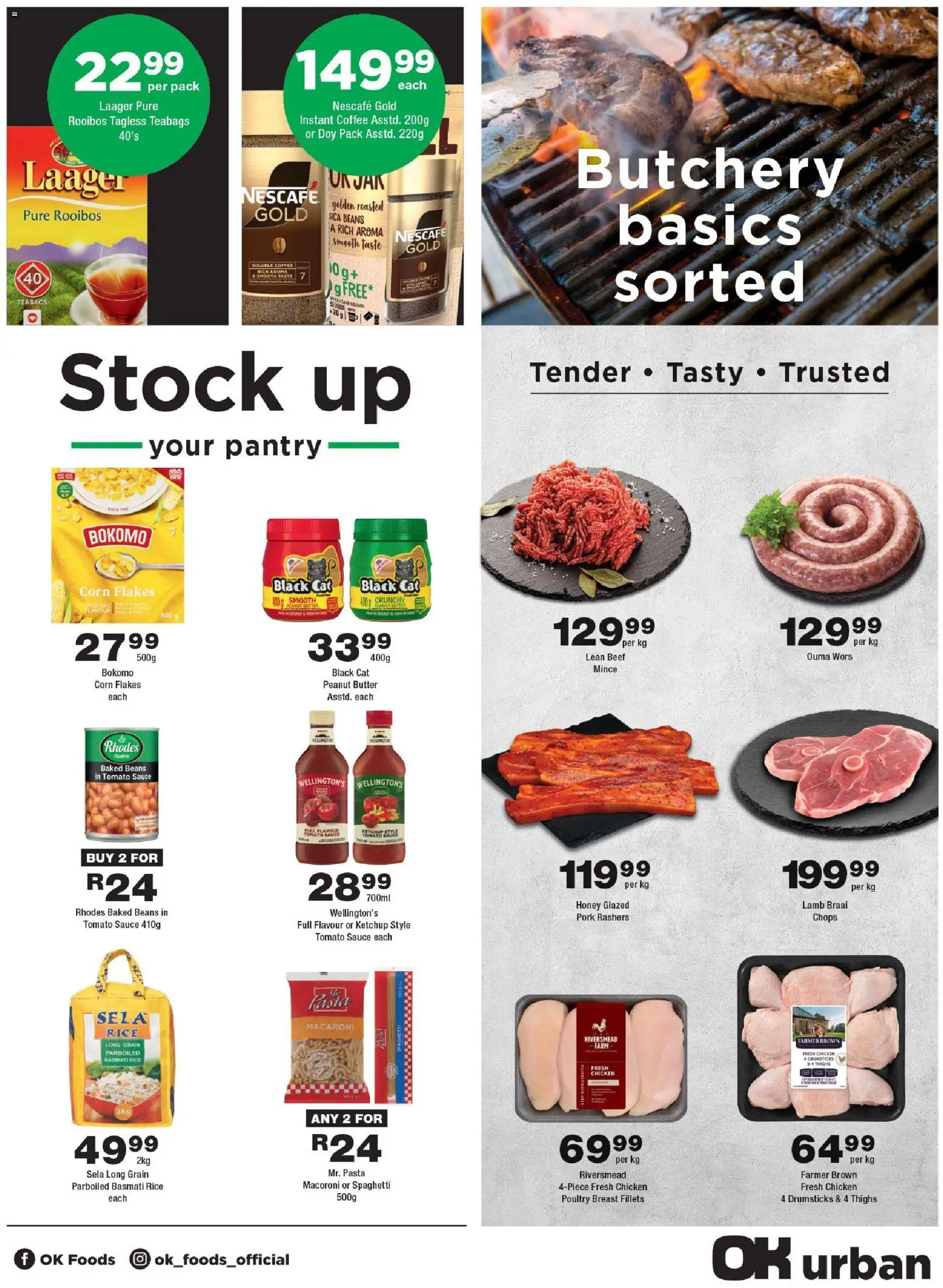 New OK Foods catalogue – valid from 07.01.2026 | Page: 3 | Products: Beans, Coffee, Beef, Tomato sauce