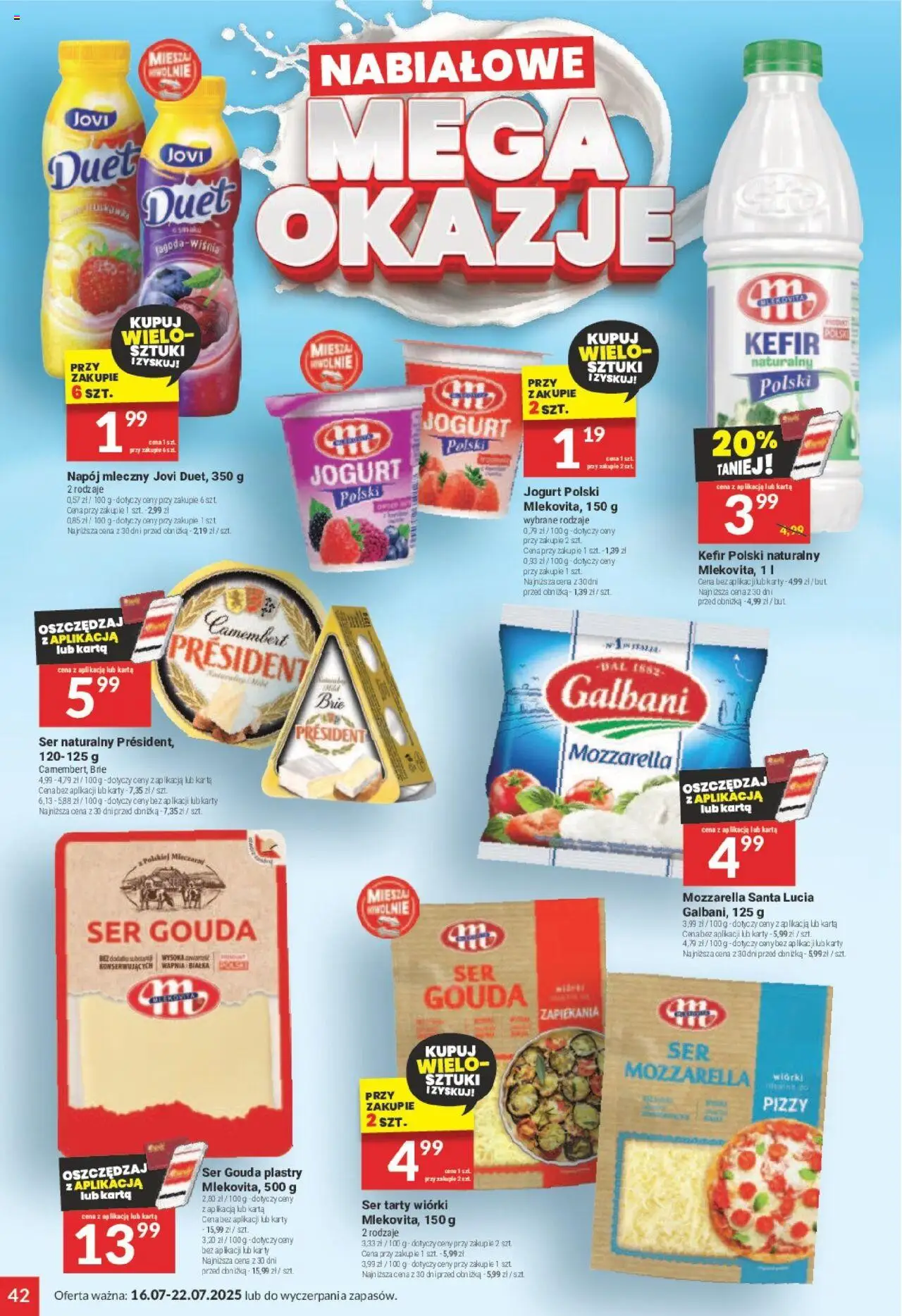 Twój Market Gazetka od 06.08.2025 | Strona: 42 | Produkty: Karta, Jogurt, Mozzarella, Ser gouda