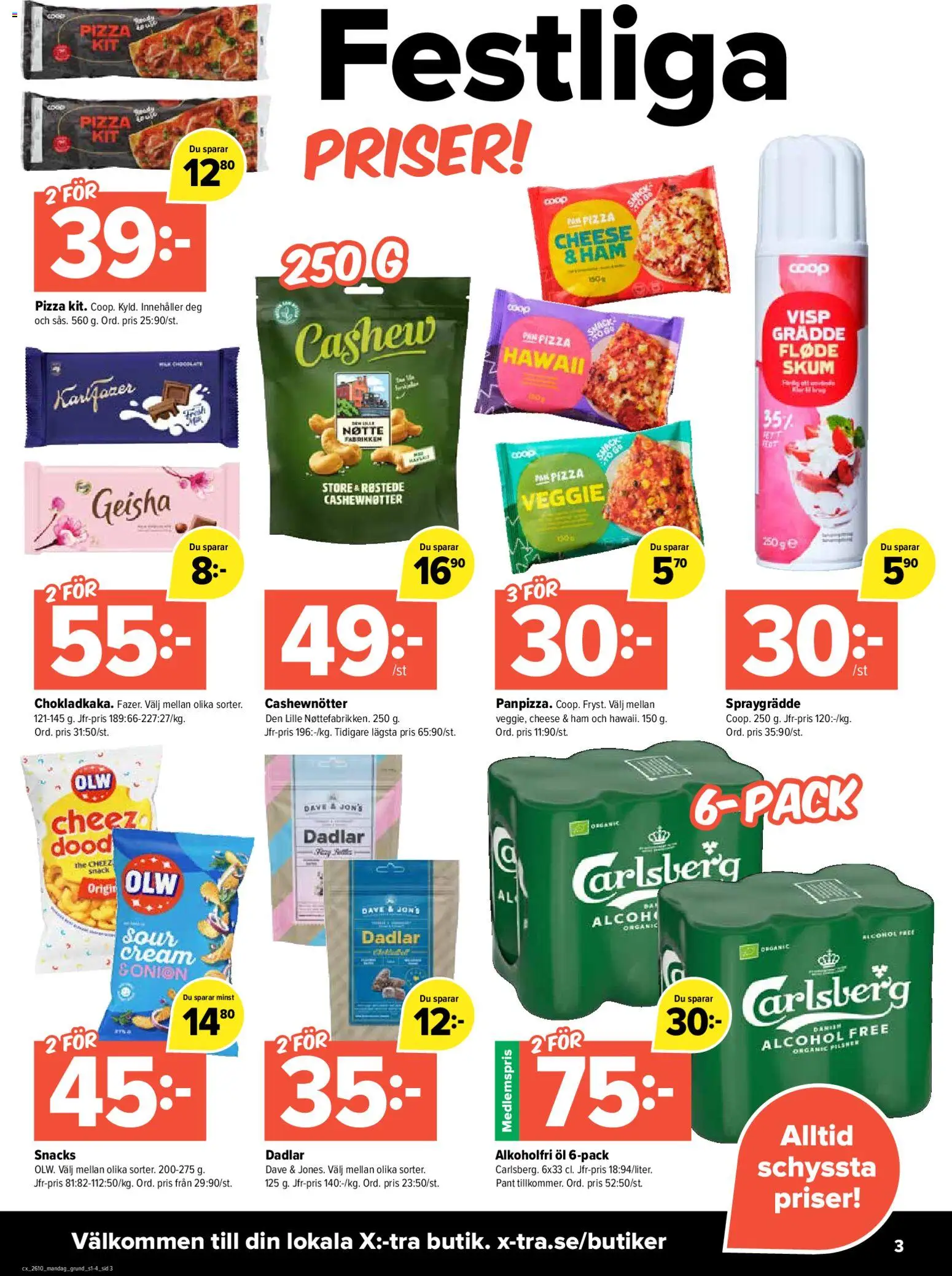 Coop X:-TRA reklamblad aktuell från 02.03.2026 | Sida: 3 | Produkter: Visp, Cashewnötter, Pizza, Öl