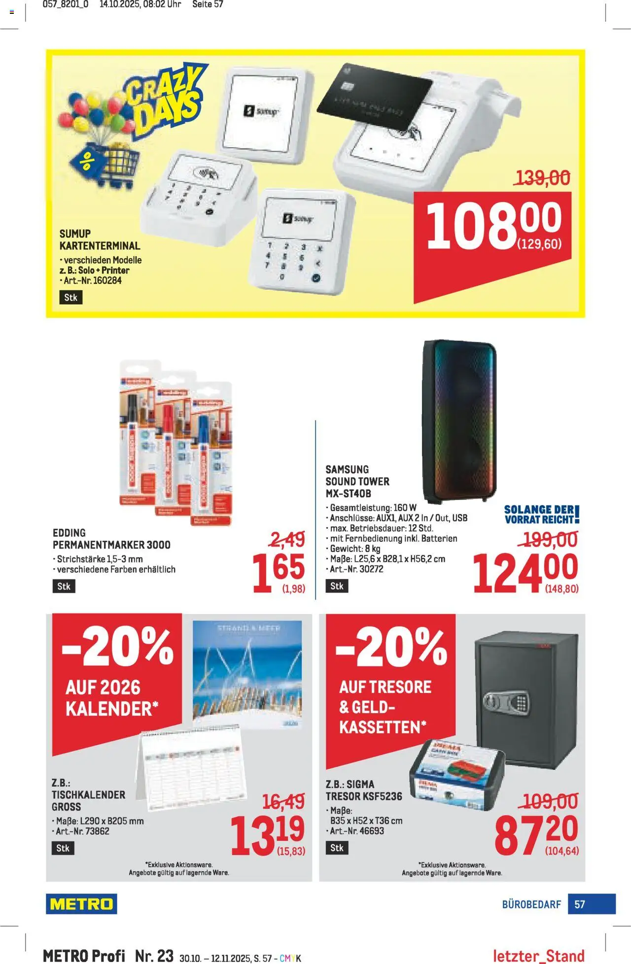 Metro angebote Profi gültig ab 30.10.2025 | Seite: 57 | Produkte: Uhr, USB, Gewicht, Samsung