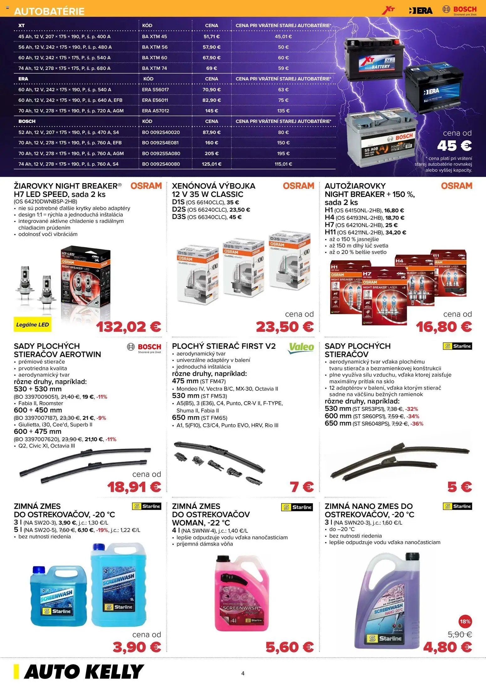 Nové Auto Kelly akcie – leták je platný od 28.10.2025 | Strana: 4 | Produkty: Žiarovky, Laser, Svetlo, Bosch