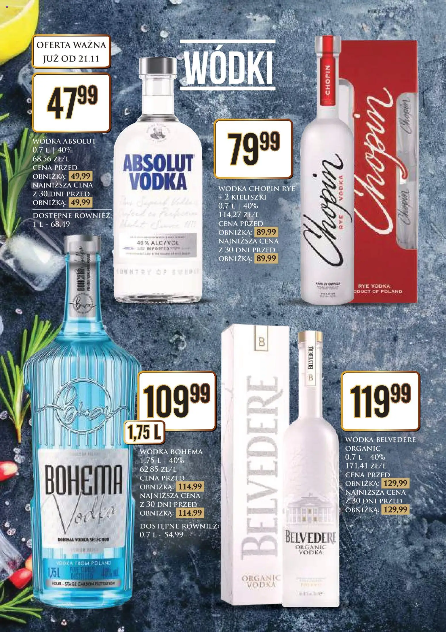Dino Gazetka alkoholowa od 21.11.2025 | Strona: 3 | Produkty: Wódka Absolut, Vodka, Wódka