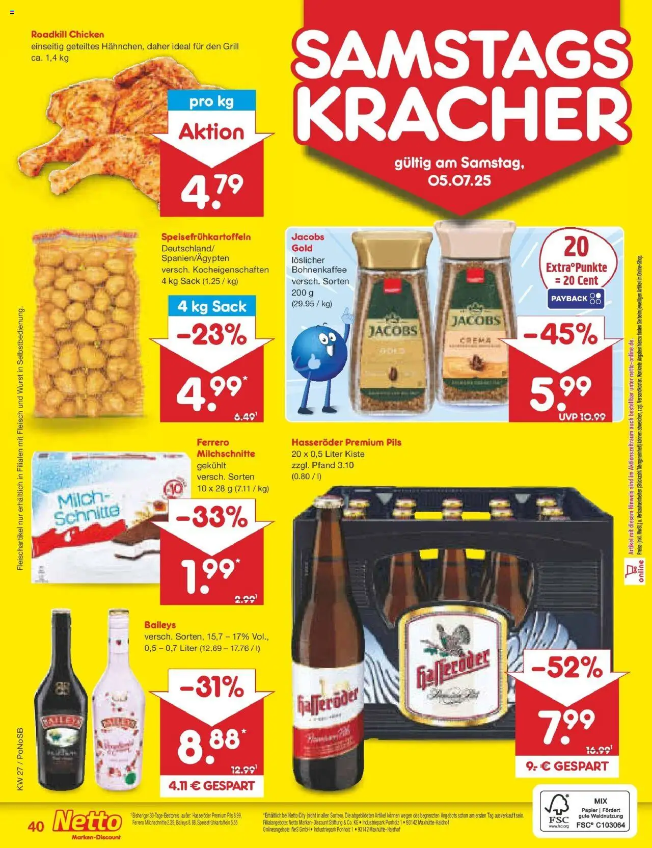 Netto Marken-Discount prospekt Amberg	 - gültig ab dem 29.06.2025 | Seite: 62 | Produkte: Grill, Milch, Hasseröder, Ferrero milchschnitte
