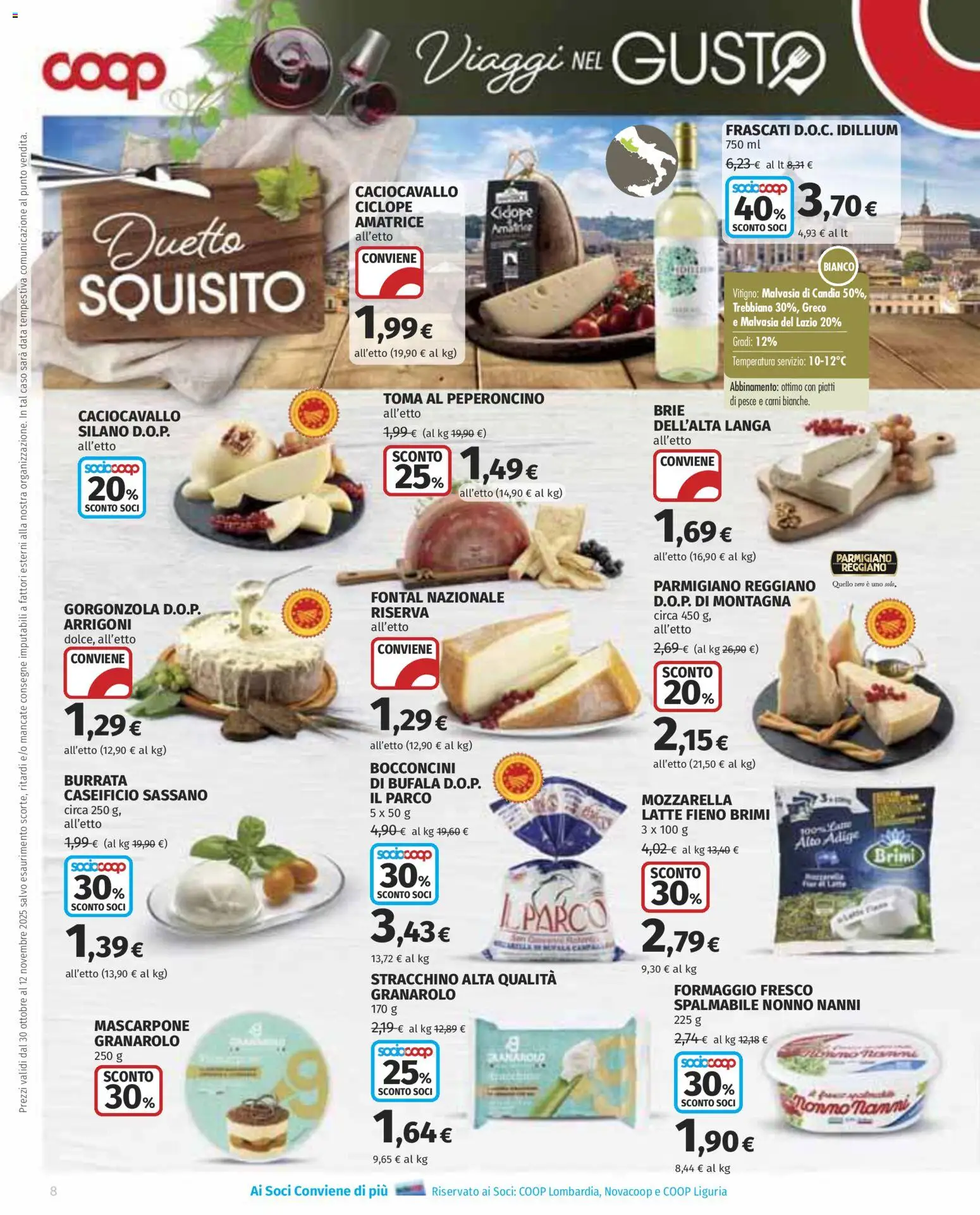 Volantino COOP del 30.10.2025 | Pagina: 8 | Prodotti: Data, Stracchino, Parmigiano reggiano, Burrata