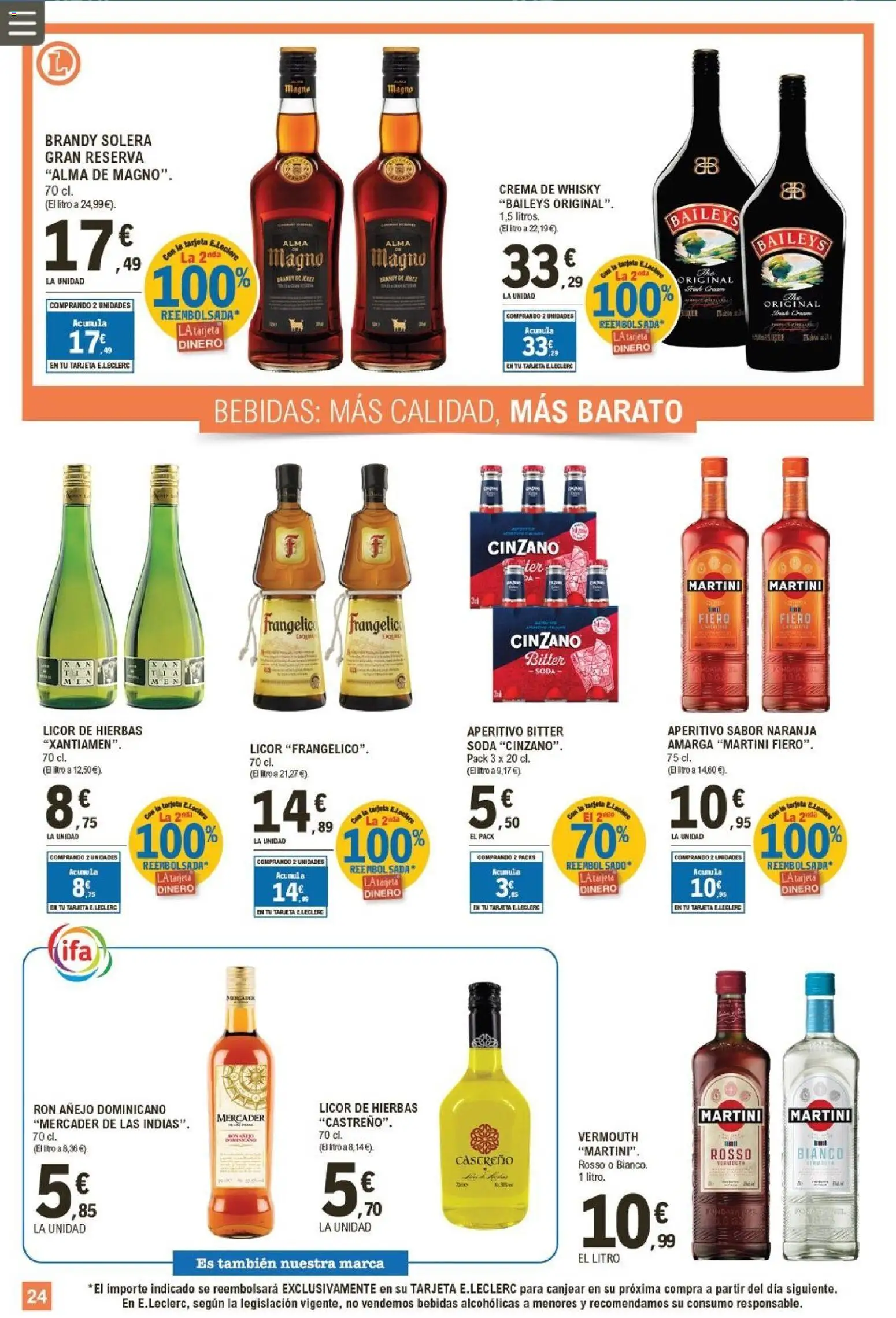 E.Leclerc folleto │ válido desde el 19.11.2025 | Página: 24 | Productos: Licor, Ron, Crema, Μαύρο πιπέρι
