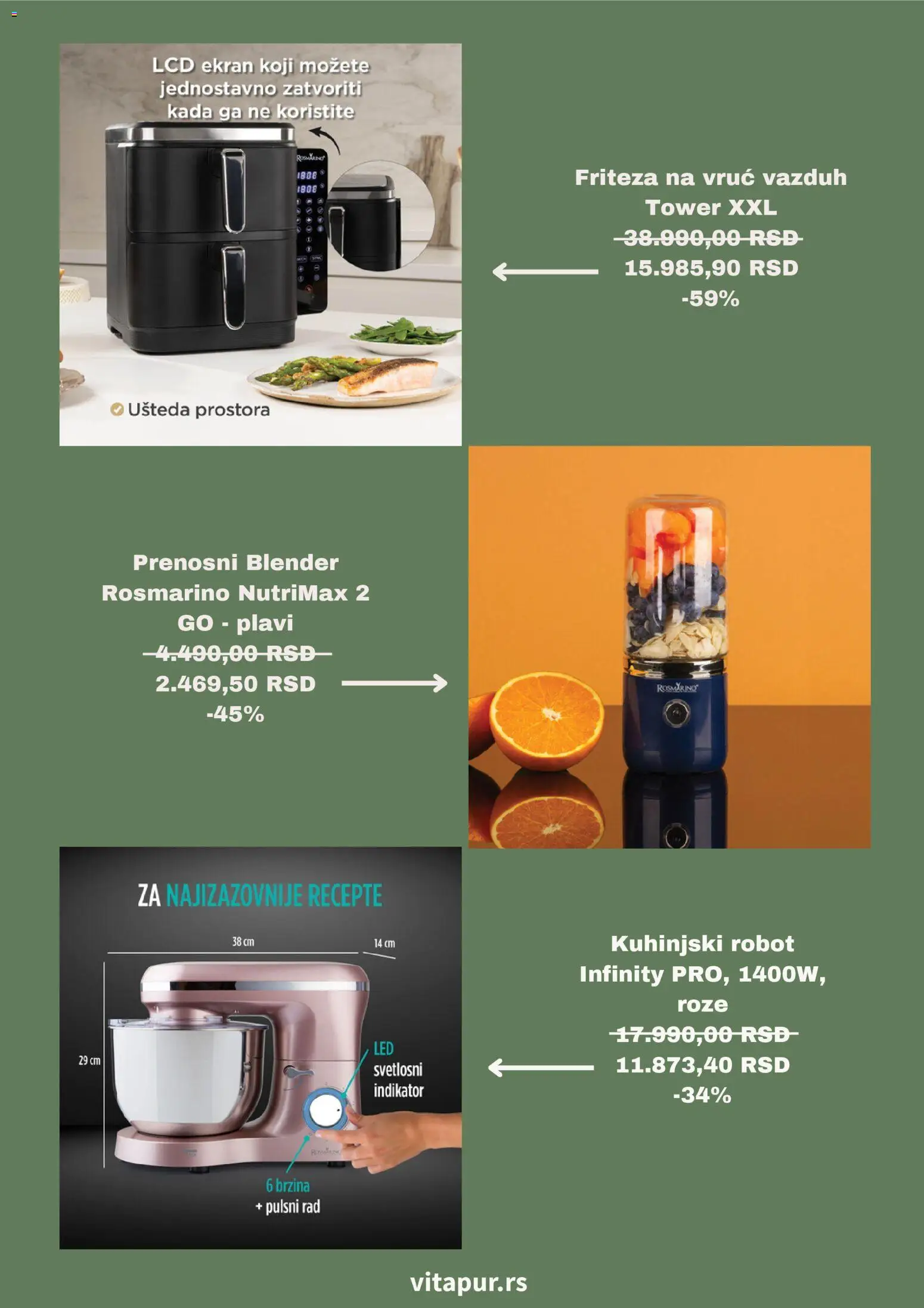 Vitapur katalog - važi od 04.03.2026 | Strana: 3 | Proizvode: Robot, Friteza, Blender