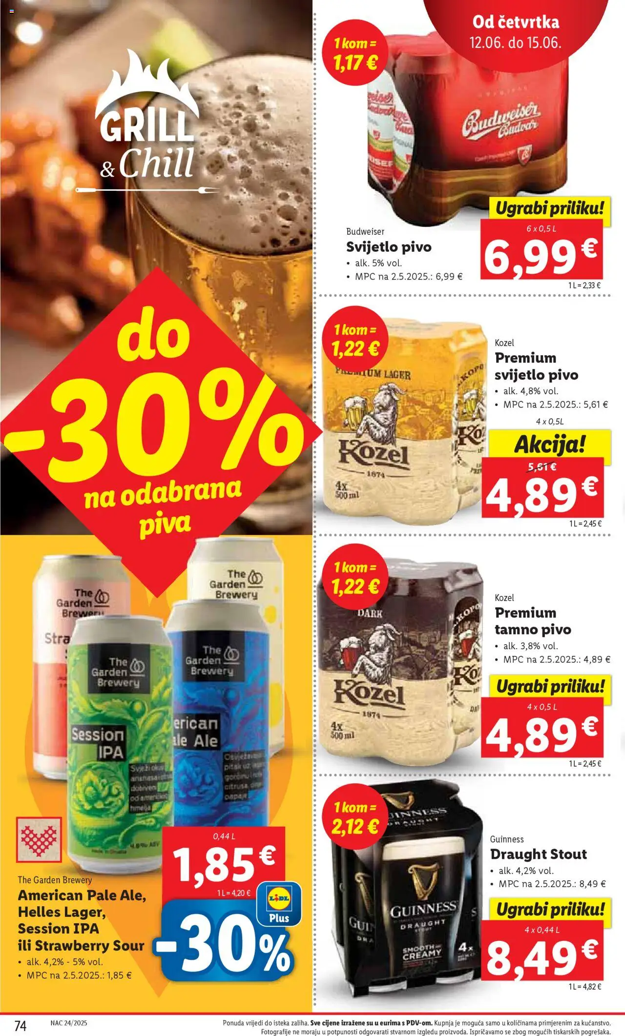 Lidl katalog | vrijedi od 09.06.2025 | Stranica: 74 | Proizvodi: Kozel, Pivo