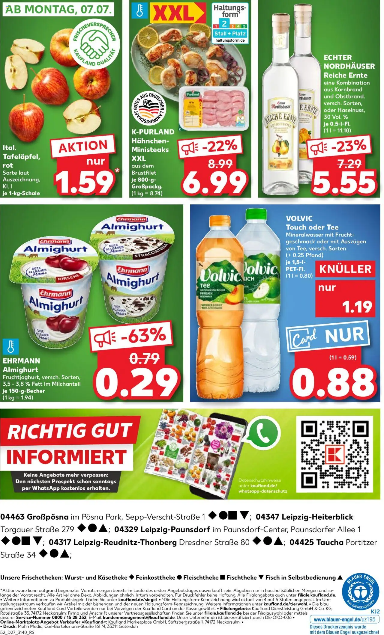 Kaufland prospekt Leipzig	 - gültig ab dem 03.07.2025 | Seite: 52 | Produkte: Hahnchen, Ehrmann almighurt, Fisch, Wurst