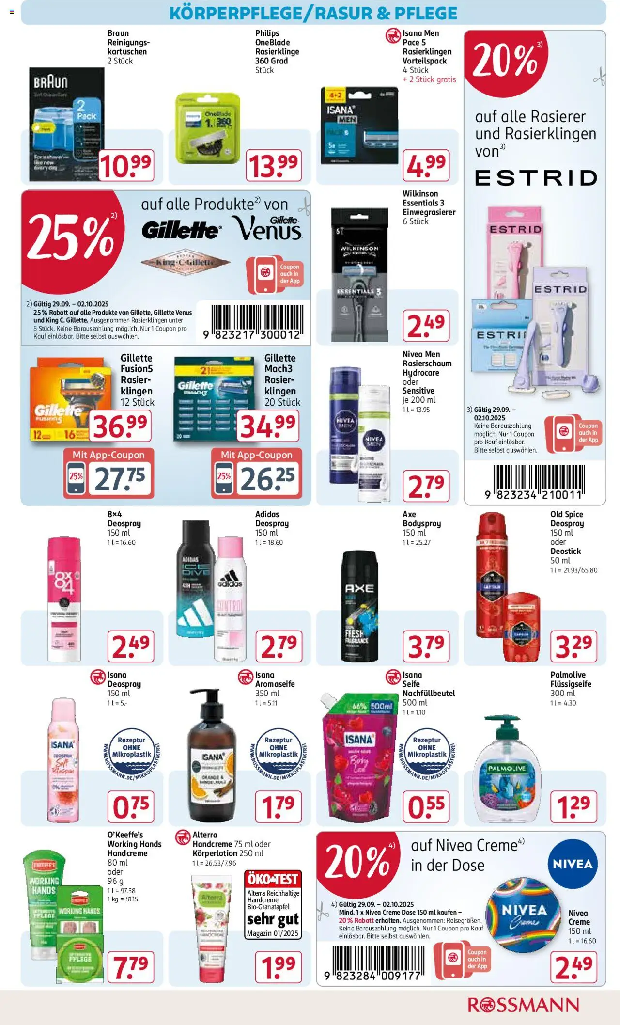 Rossmann Prospekt 	 – gültig ab 29.09.2025 | Seite: 11 | Produkte: Rasierer, Creme, Axe, Deospray