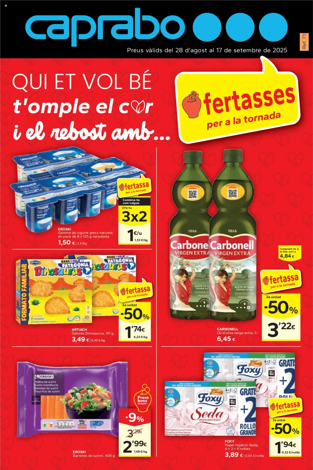 Caprabo folleto │ válido desde el 28.08.2025 | Página: 1 | Productos: Aceite, Aceite de oliva, Βούρτσα στεγνωτηρίου