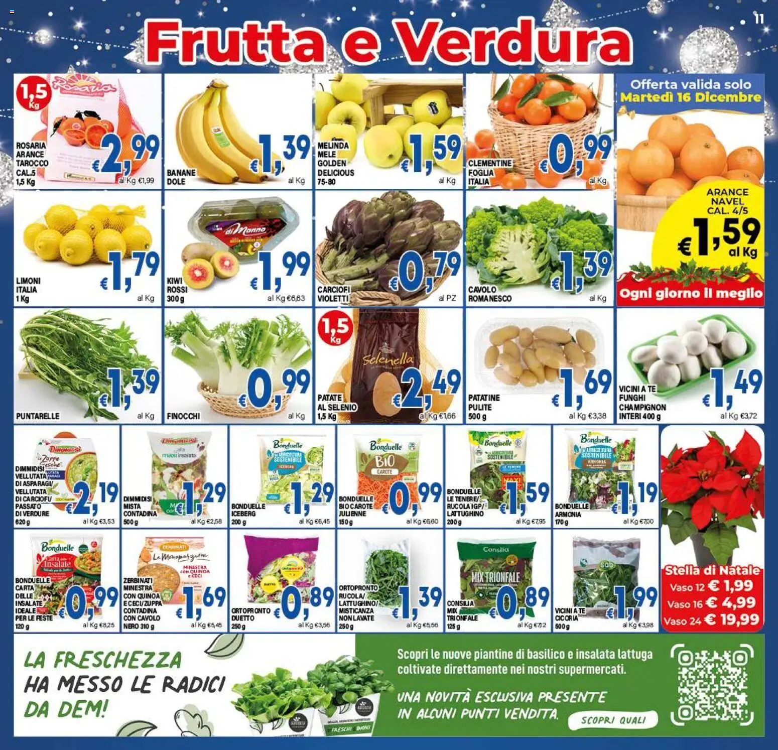 Volantino DEM del 16.12.2025 | Pagina: 11 | Prodotti: Banane, Kiwi, Insalata, Verdure