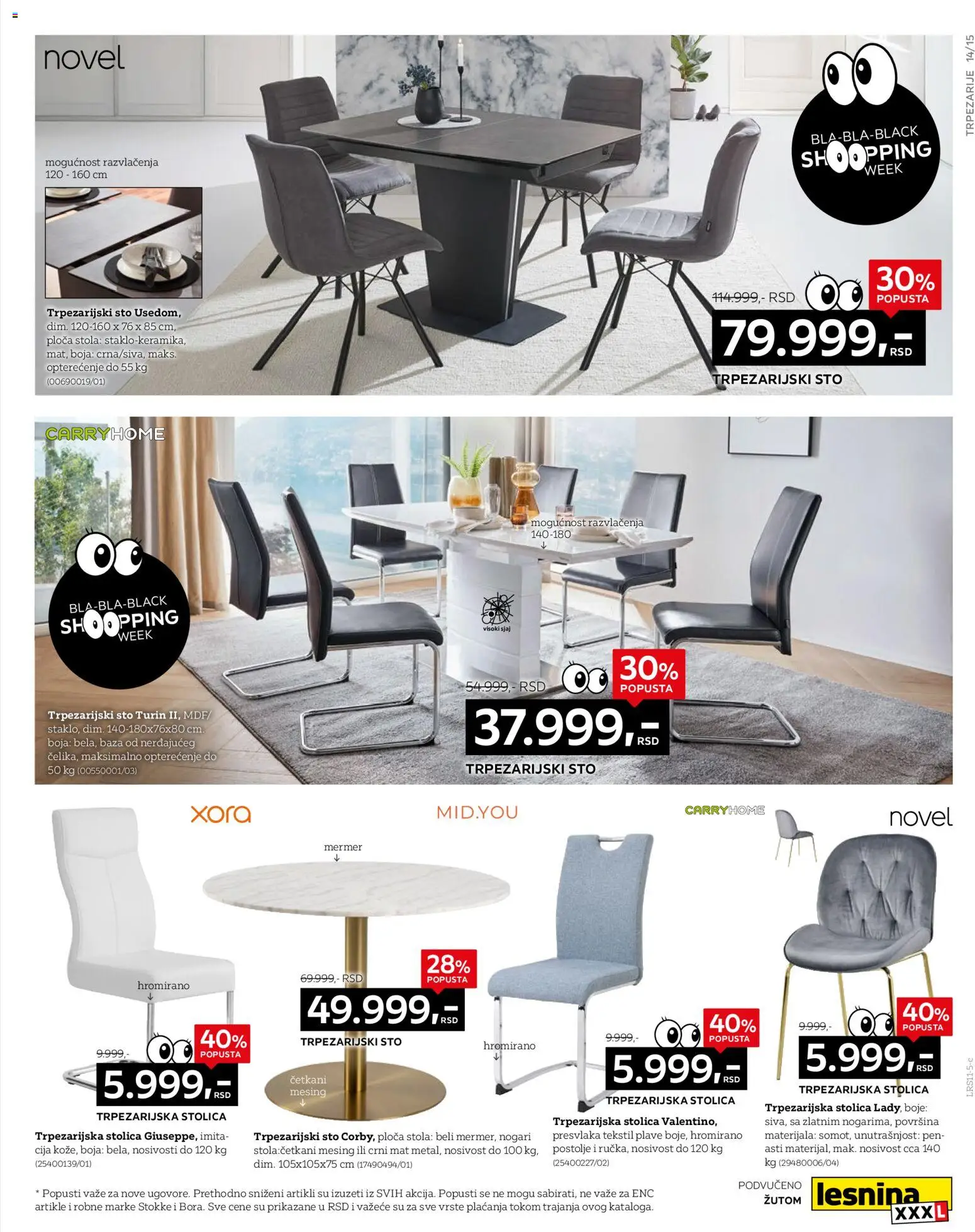 Lesnina XXXL katalog - važi od 21.11.2025 | Strana: 15 | Proizvode: Sto, Stolica, Trpezarijski sto