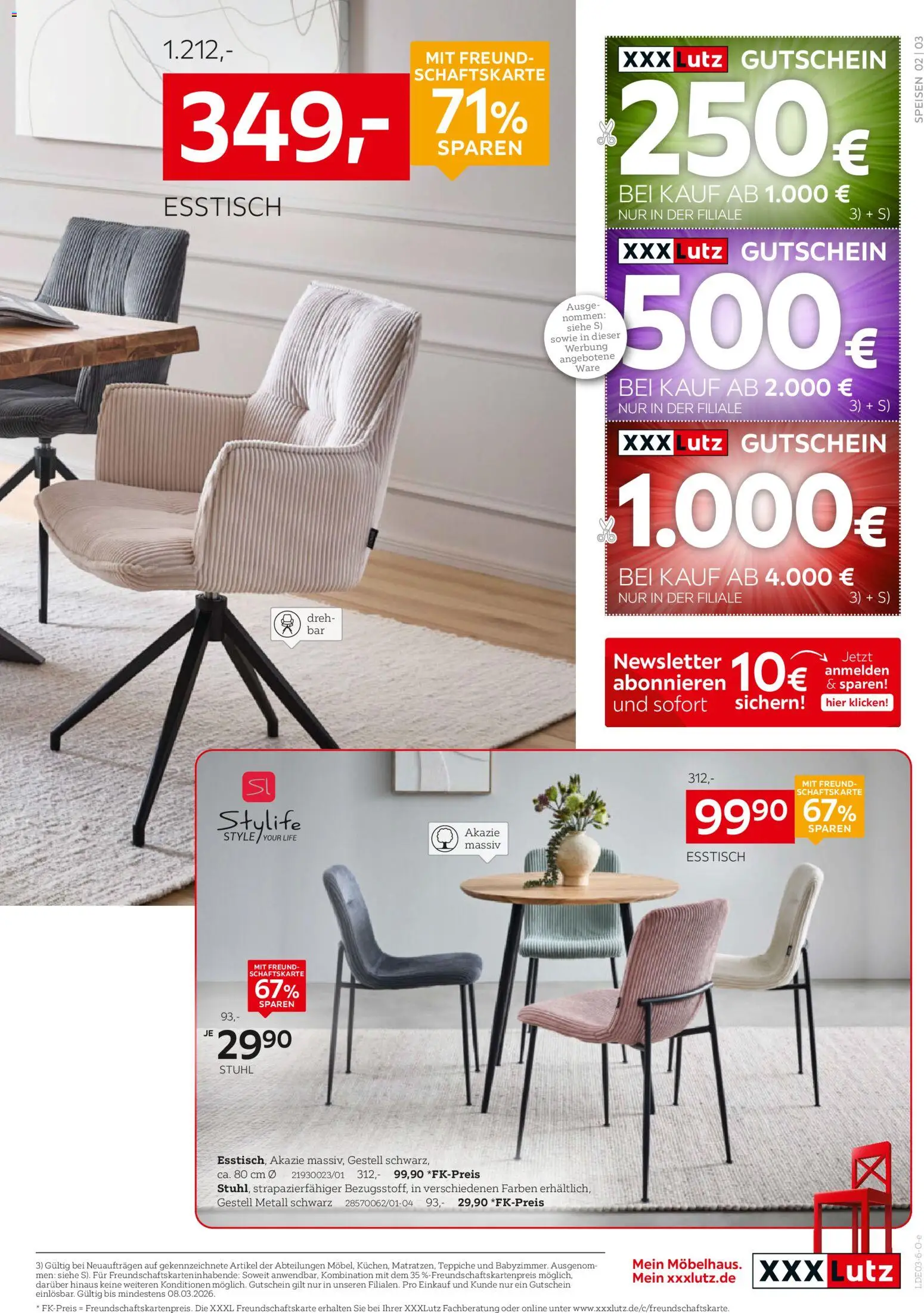 XXXL Lutz Speisen Spezial – gültig ab 22.02.2026 | Seite: 3 | Produkte: Esstisch, Stuhl
