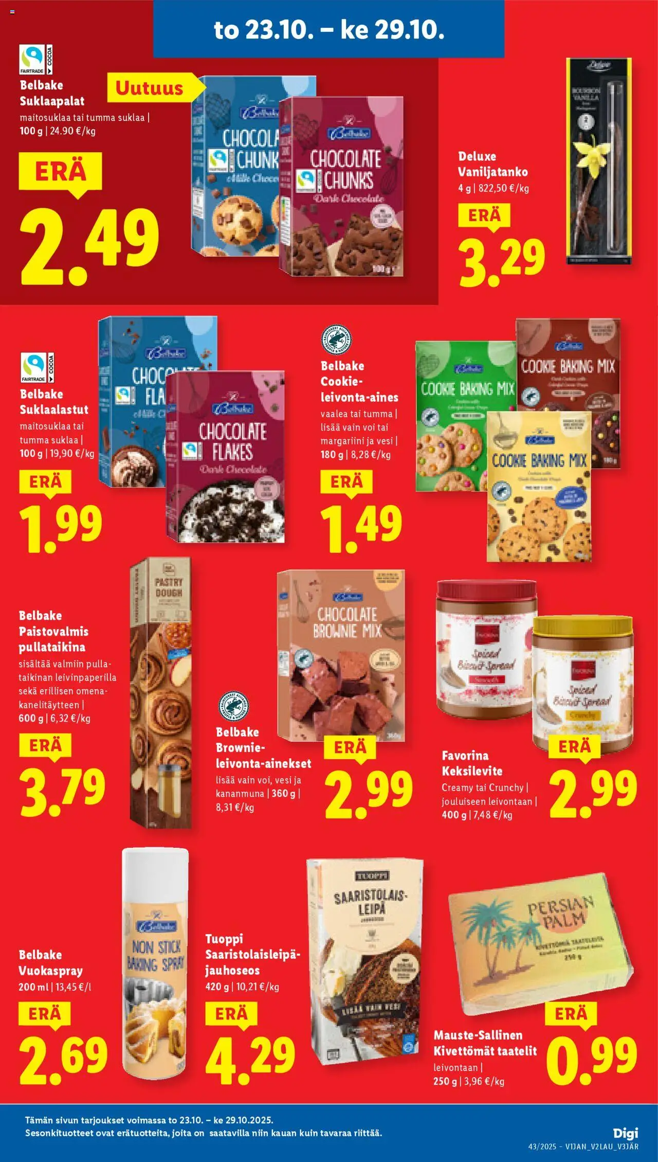 Lidl tarjoukset – voimassa 23.10.2025 alkaen | Sivu: 11 | Tuotteet: Vaniljatanko, Margariini, Kananmuna, Taatelit