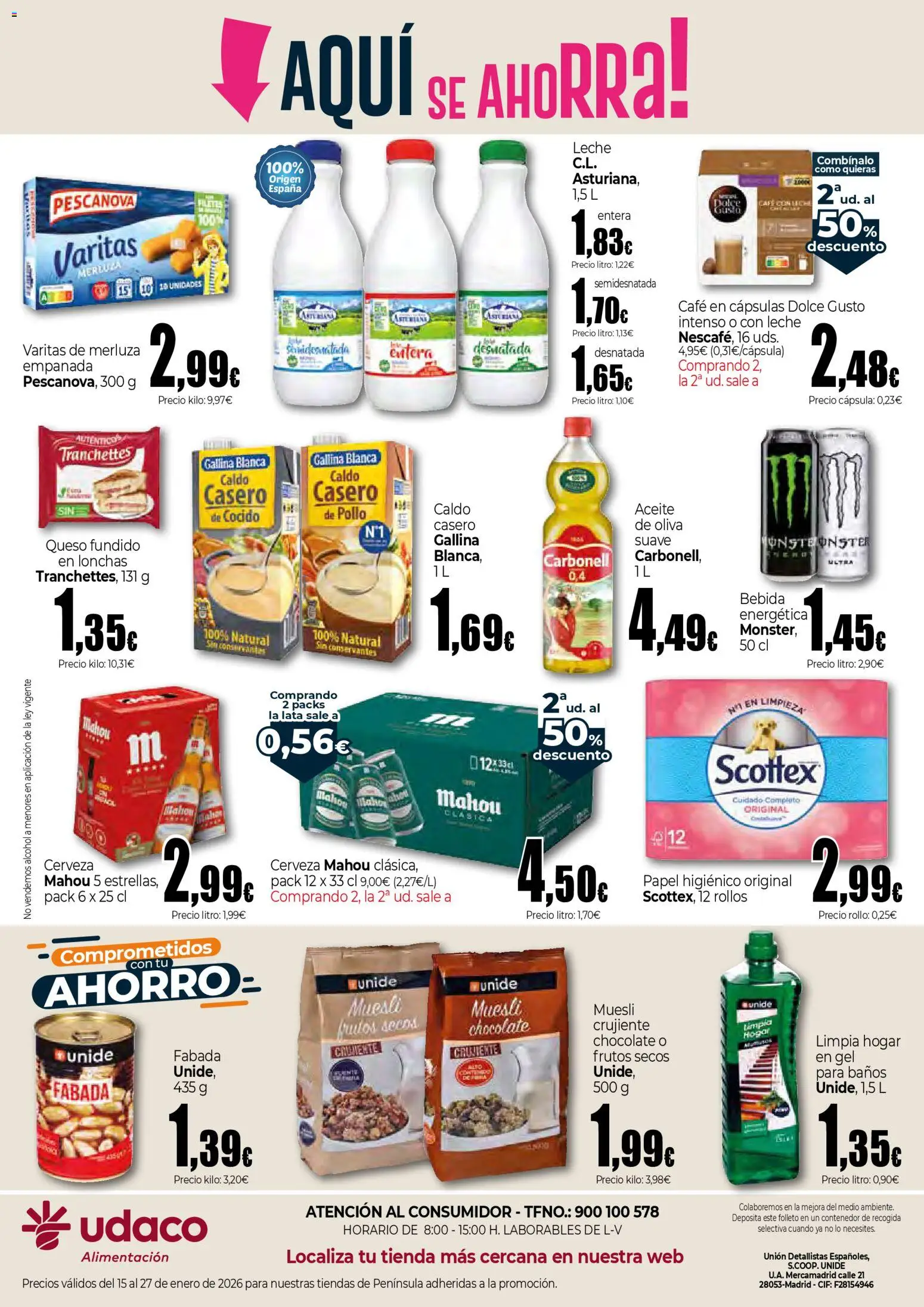 Unide - Aquí se ahorra │ válido desde el 15.01.2026 | Página: 2 | Productos: Leche, Aceite, Café, Café en cápsulas