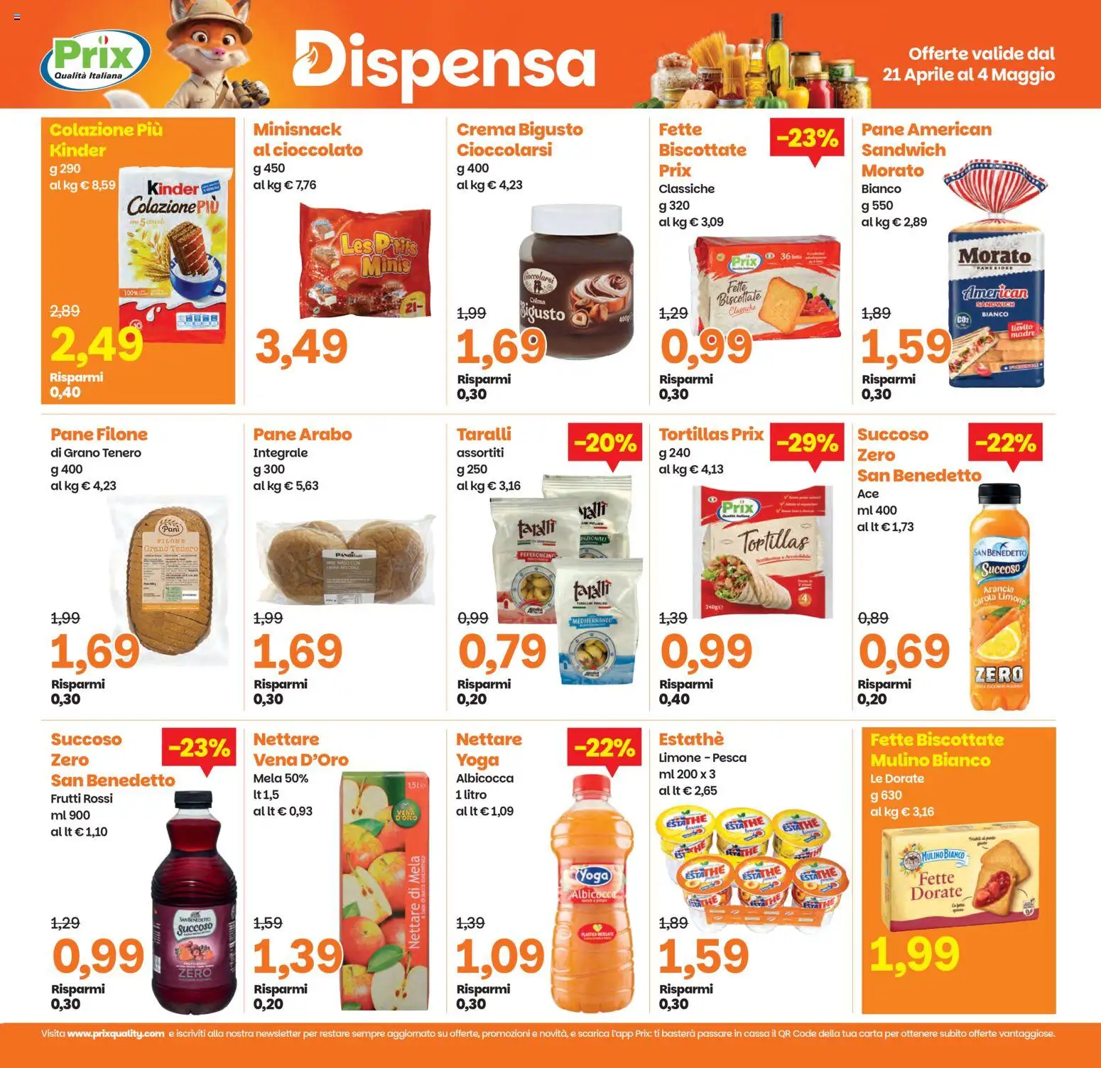 Volantino Prix del 21.04.2026 | Pagina: 20 | Prodotti: Crema, Pane, Limone, Tortillas