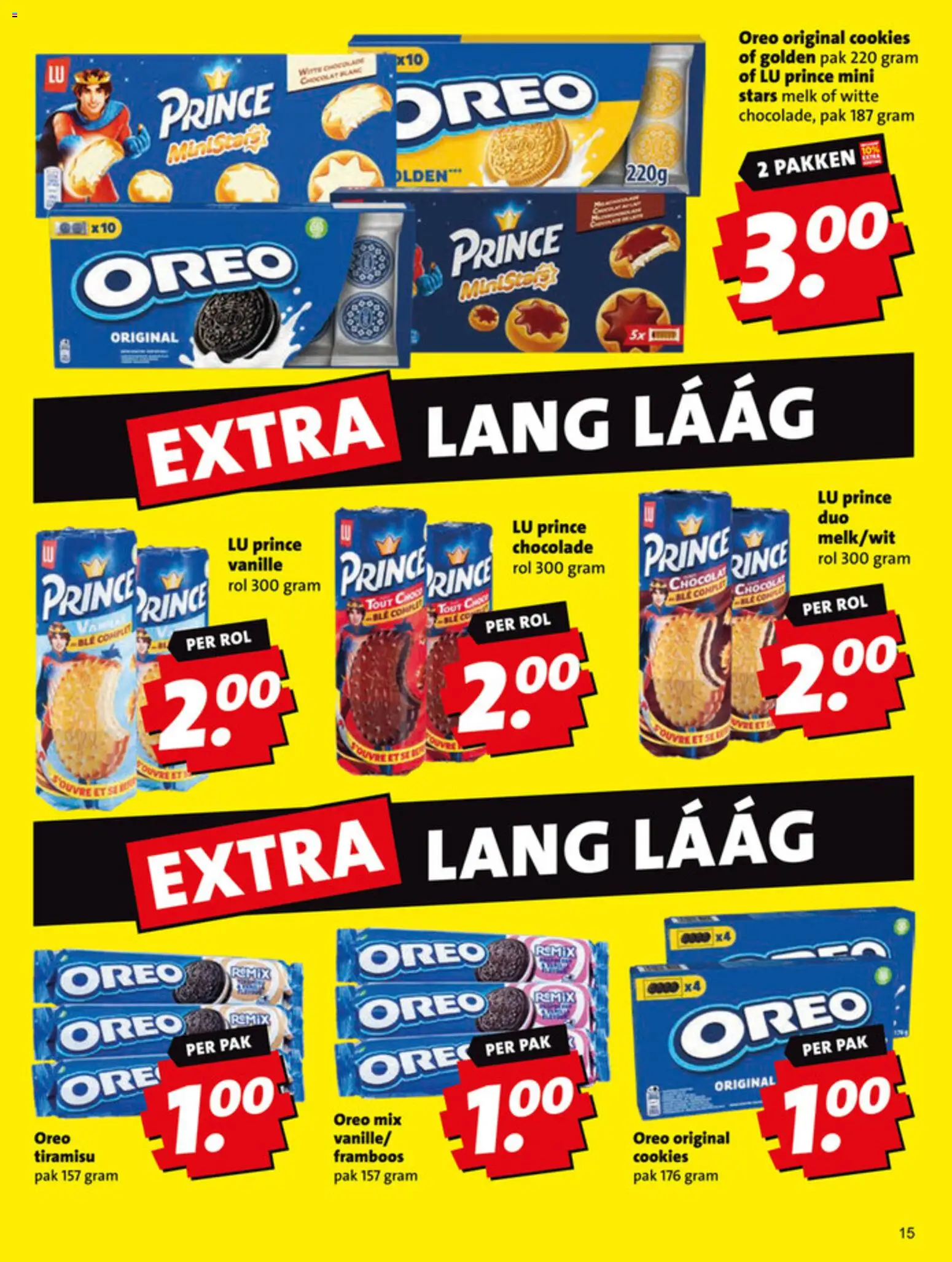 {H1} | Pagina: 15 | Producten: Melk, Chocolade, Pavilon, Oreo