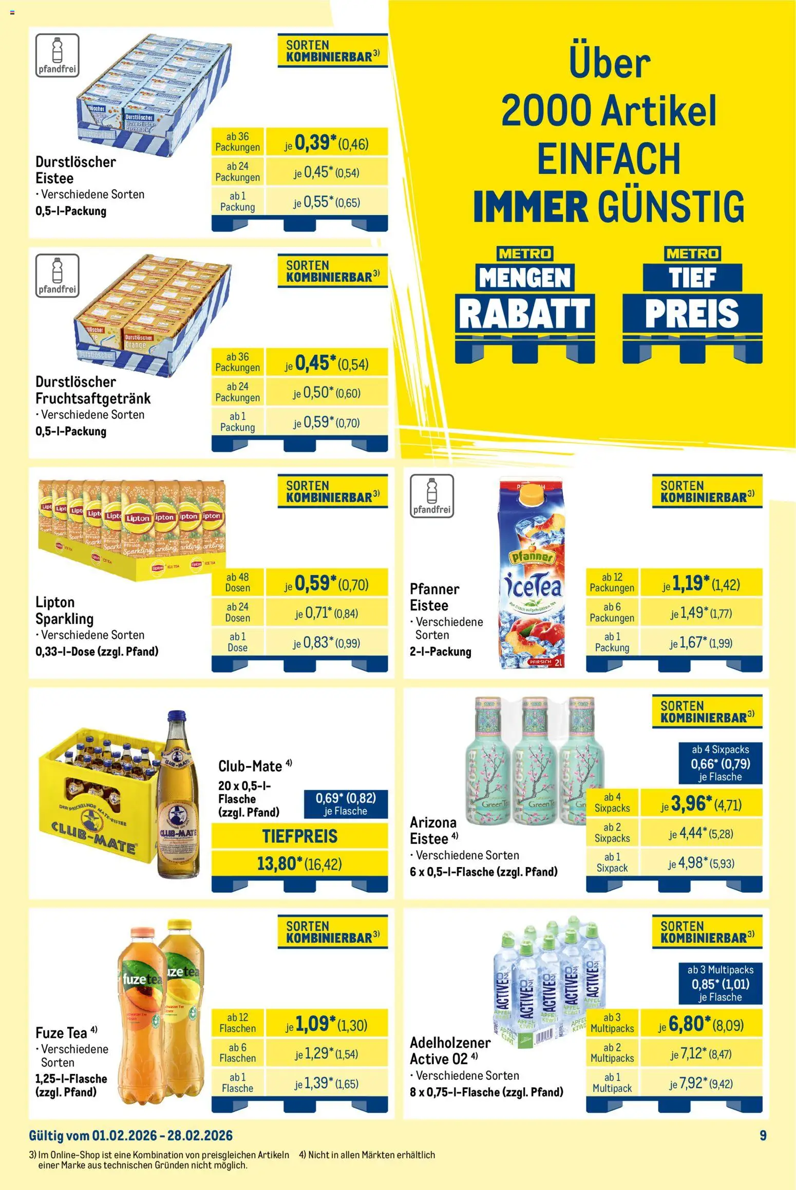 Metro  Monats-Mix – gültig ab 01.02.2026 | Seite: 9 | Produkte: Durstloscher, Fuze tea, Äpfel, Pfirsich