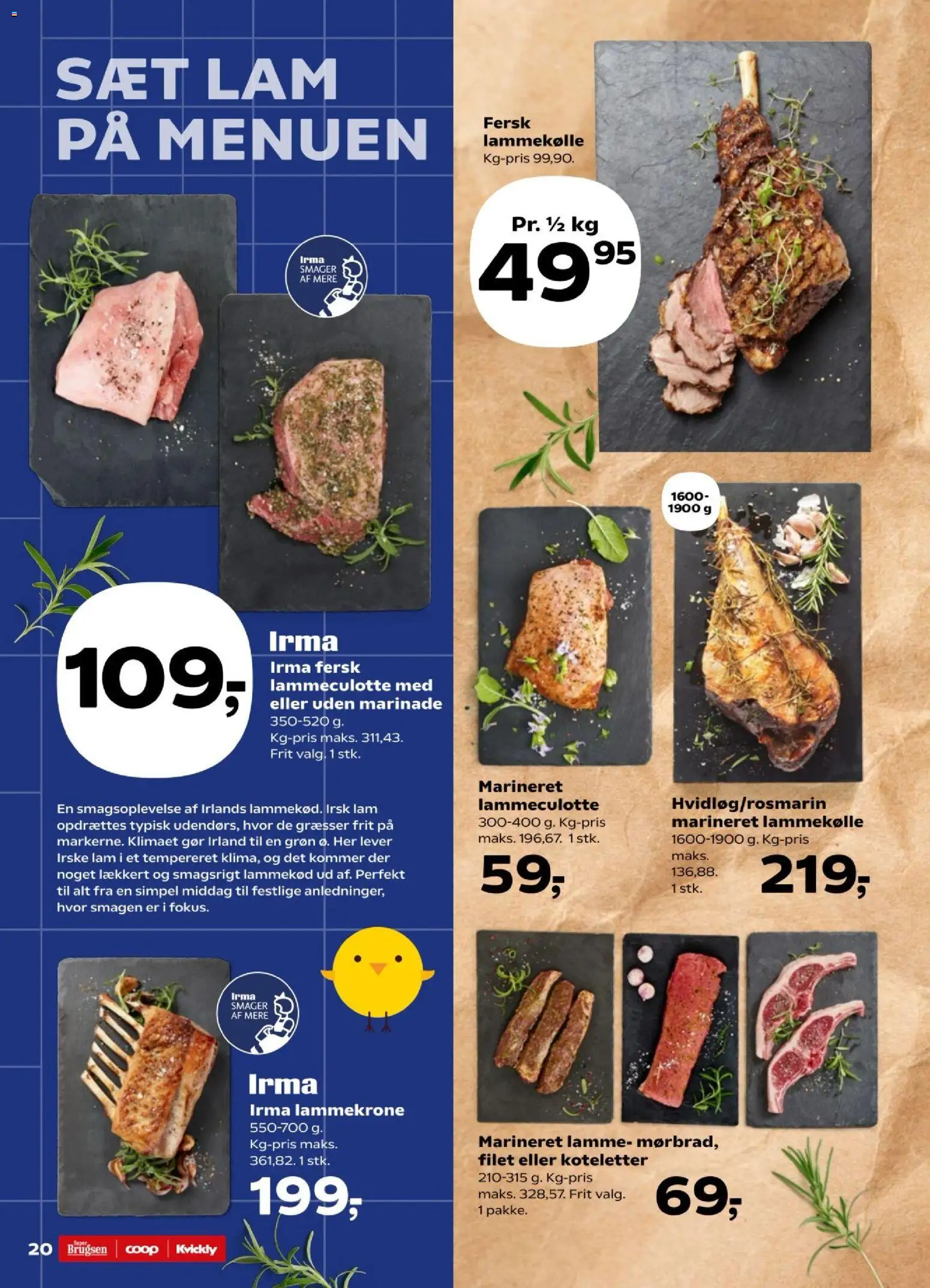 Kvickly tilbudsavis – gyldig fra 27.03.2026 | Side: 20 | Produkter: Koteletter, Lammekølle, Lammekød