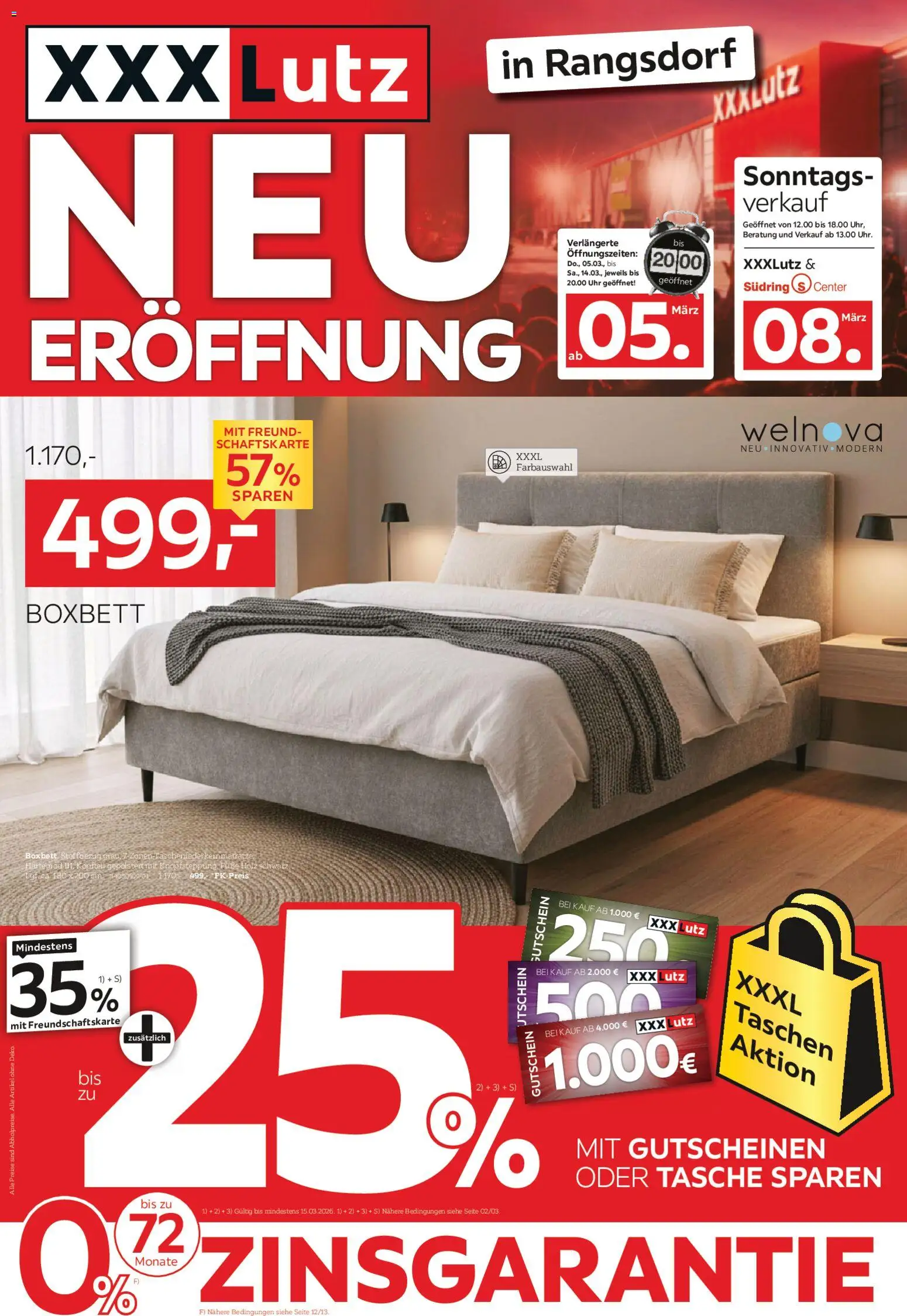 XXXL Lutz Neueröffnungsangebote in Rangsdorf – gültig ab 01.03.2026 | Seite: 1 | Produkte: Tasche, Uhr