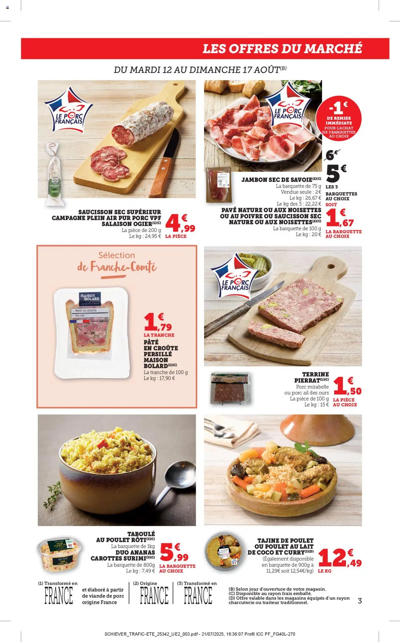  | Page: 3 | Produits: Saucisson sec, Ail, Lait, Jambon