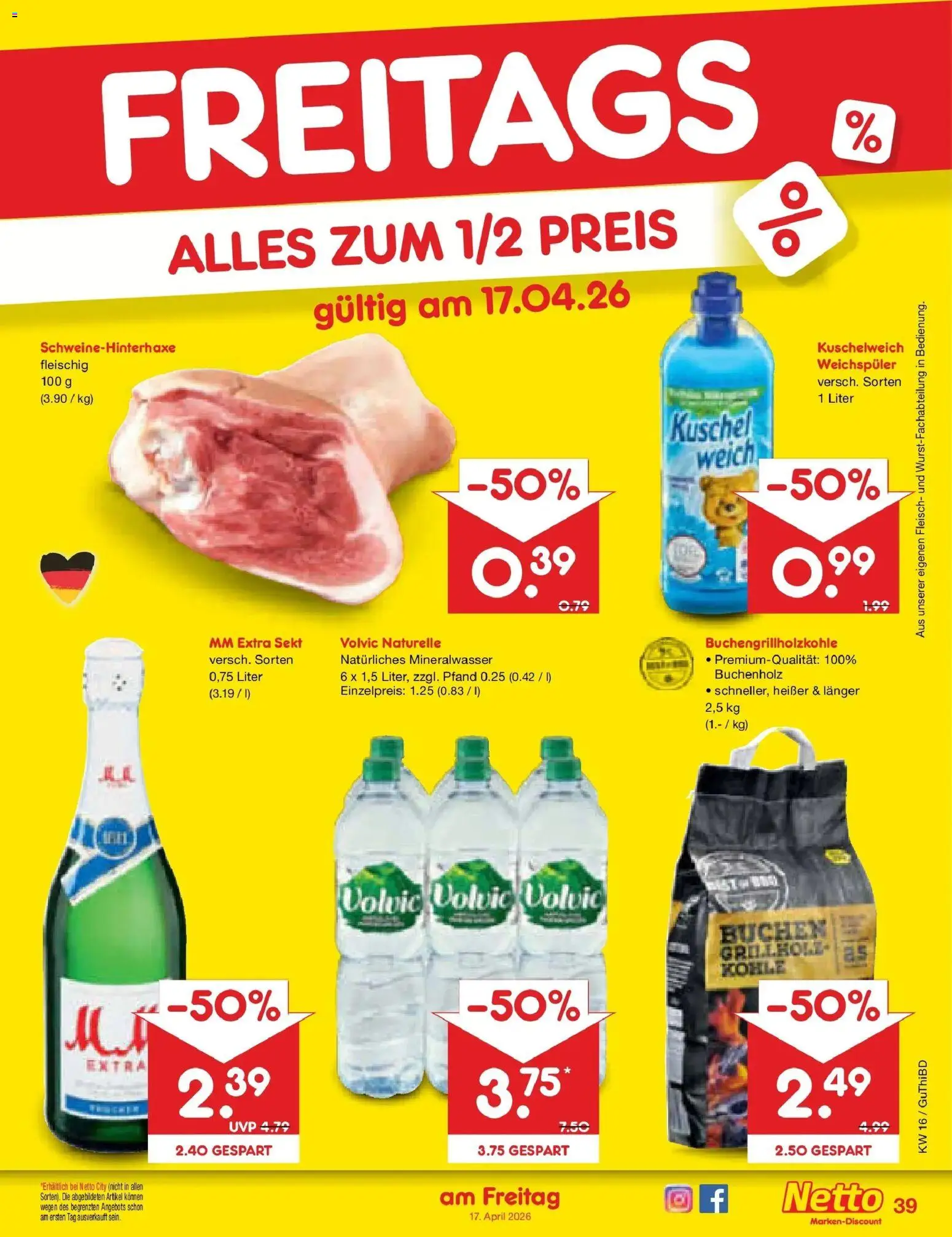 Netto Marken-Discount Prospekt Augustusburg	 – gültig ab 13.04.2026 | Seite: 61 | Produkte: Kuschelweich, Mineralwasser, Weichspüler, Volvic
