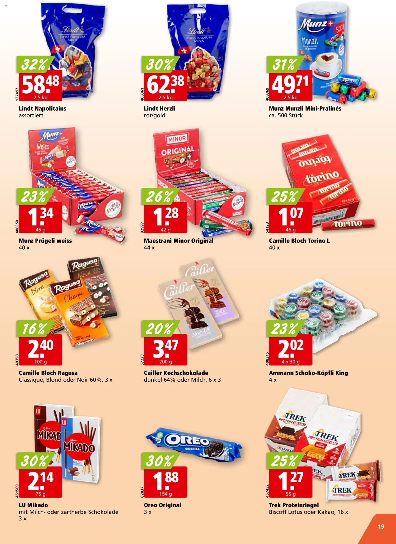 Aligro aktionen Schlieren, Gossau SG, Frauenfeld, Rapperswil-Jona, Sargans, Bern, Brüttisellen, Pratteln, Emmen, Spreitenbach – gültig ab 23.03.2026 | Seite: 19 | Produkte: Milch, Schokolade, Top
