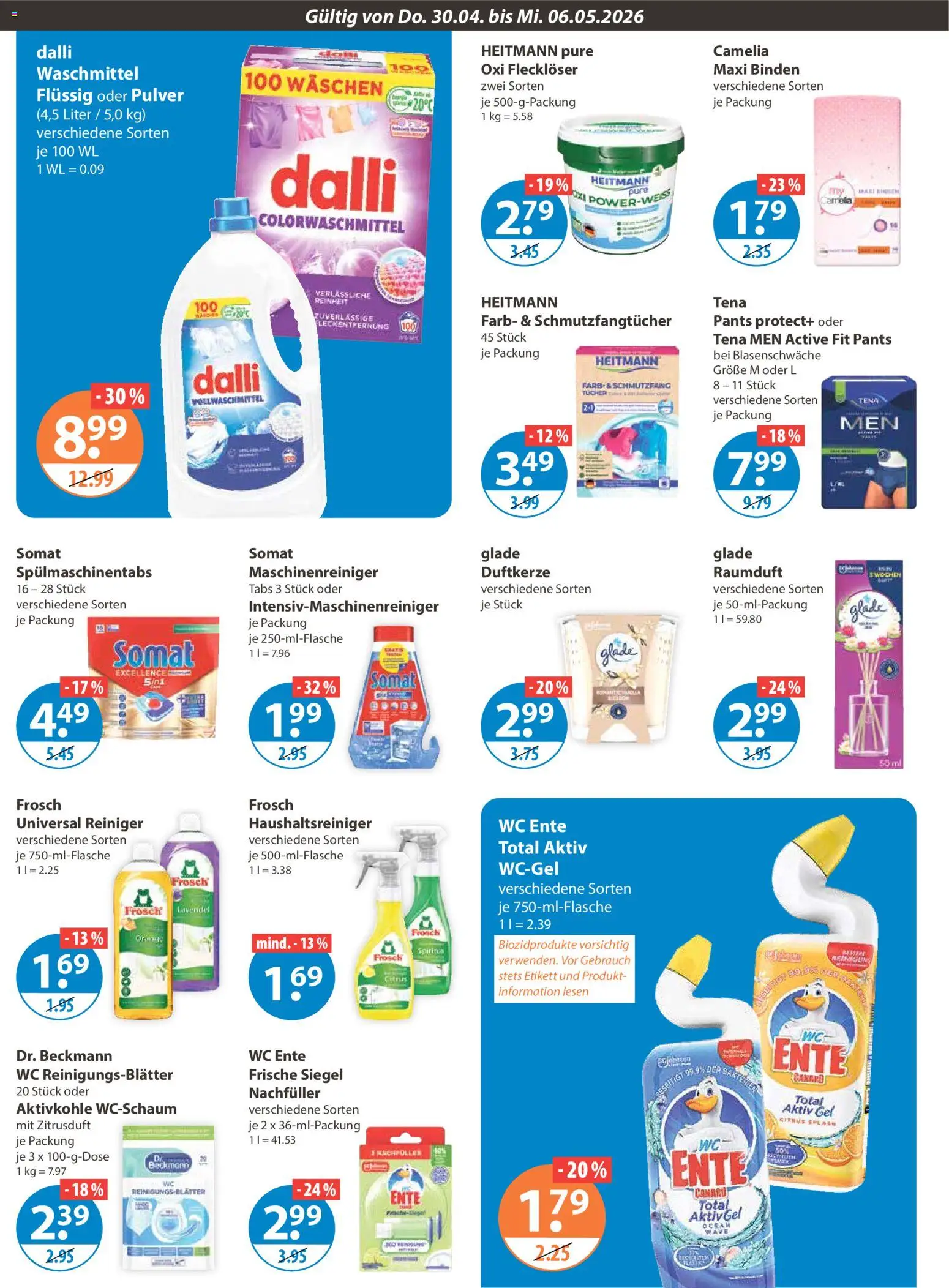 V-Markt Schwaben / Oberbayern – gültig ab 30.04.2026 | Seite: 12 | Produkte: Waschmittel, Spülmaschinentabs, Lavendel, Ente