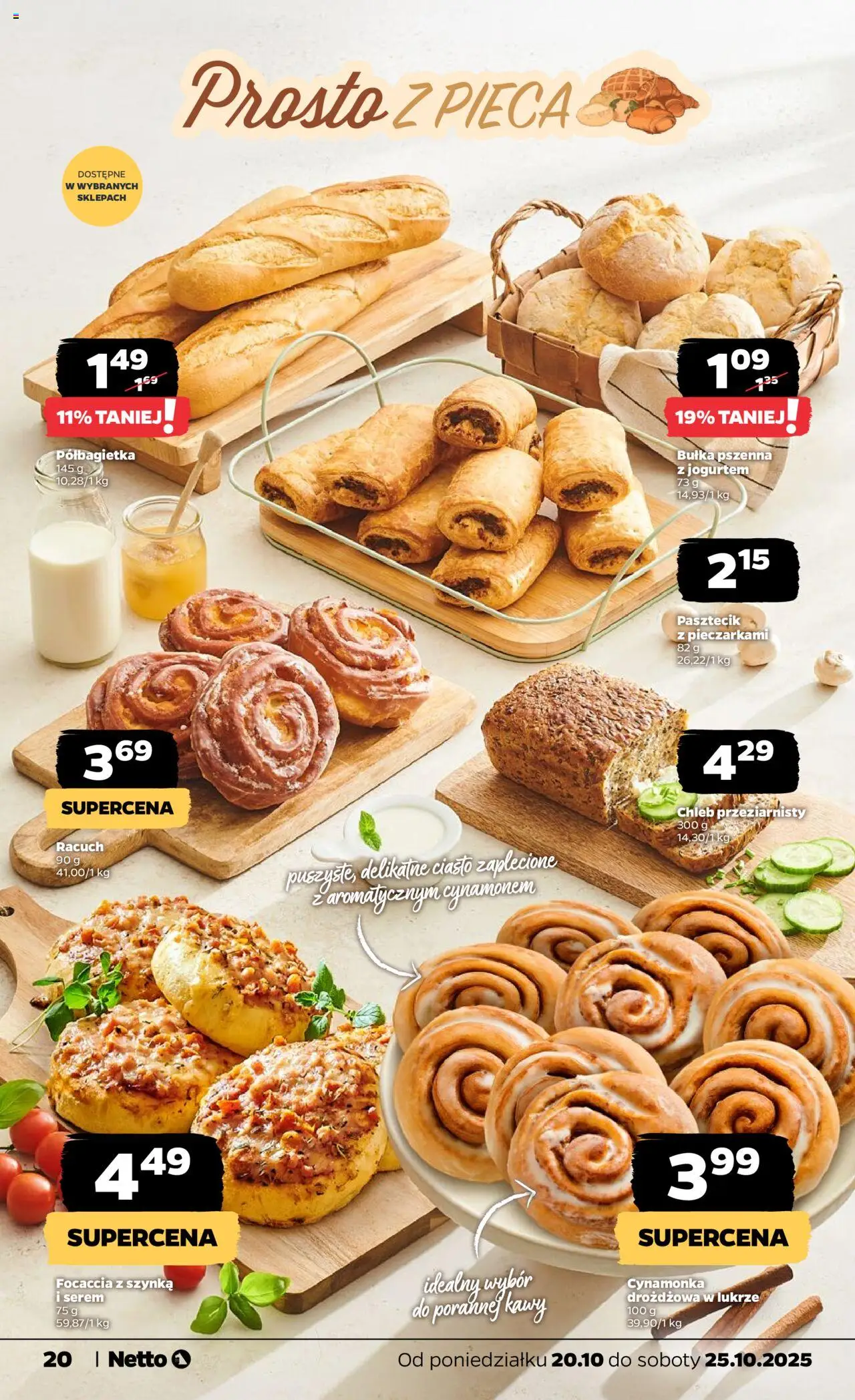 Netto gazetka - Spożywcza od 20.10.2025 | Strona: 20 | Produkty: Szynka, Bułka, Chleb, Bułka pszenna