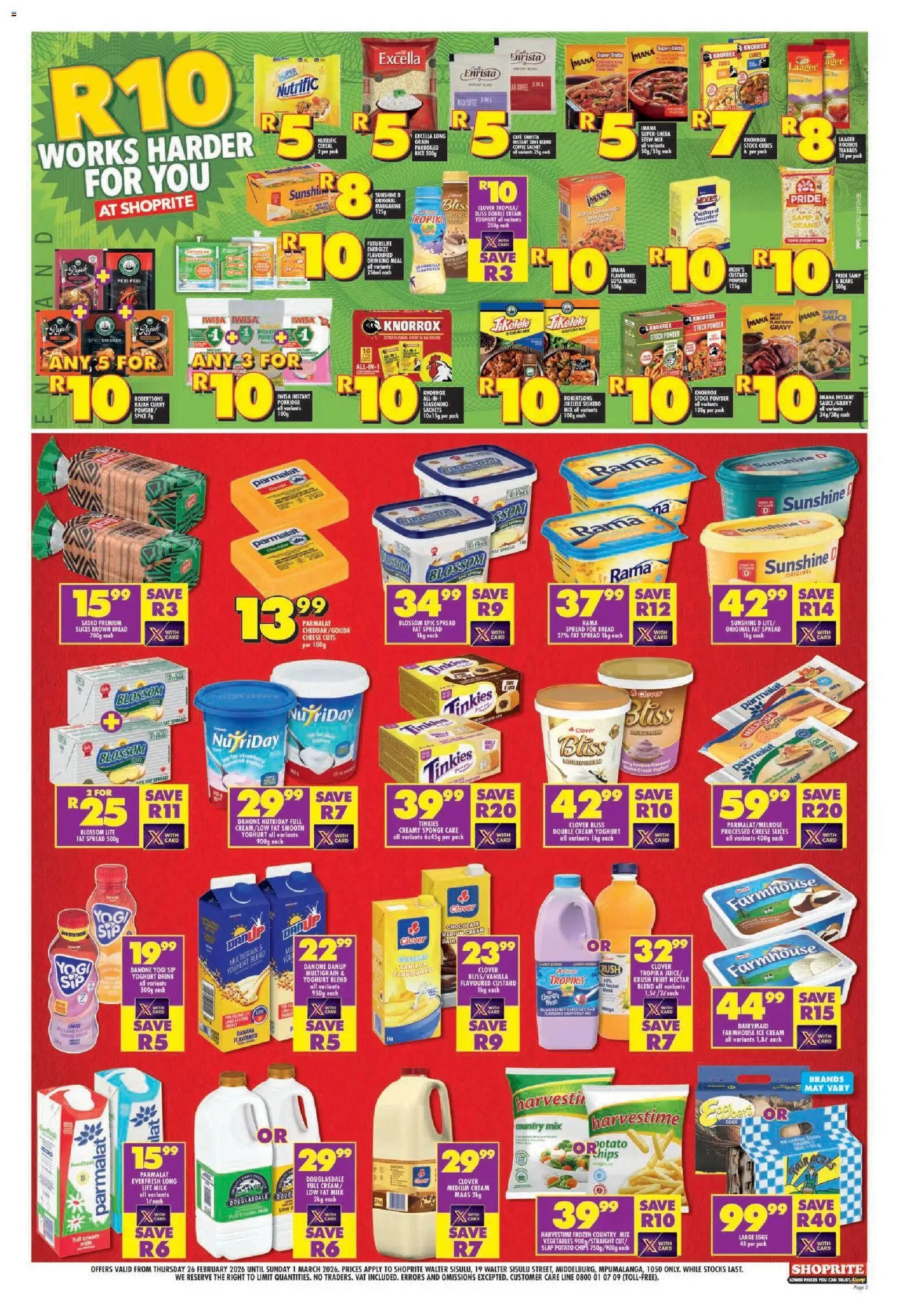 New Shoprite catalogue – valid from 26.02.2026 | Page: 3 | Products: Powder, Tea, Cream, Stock