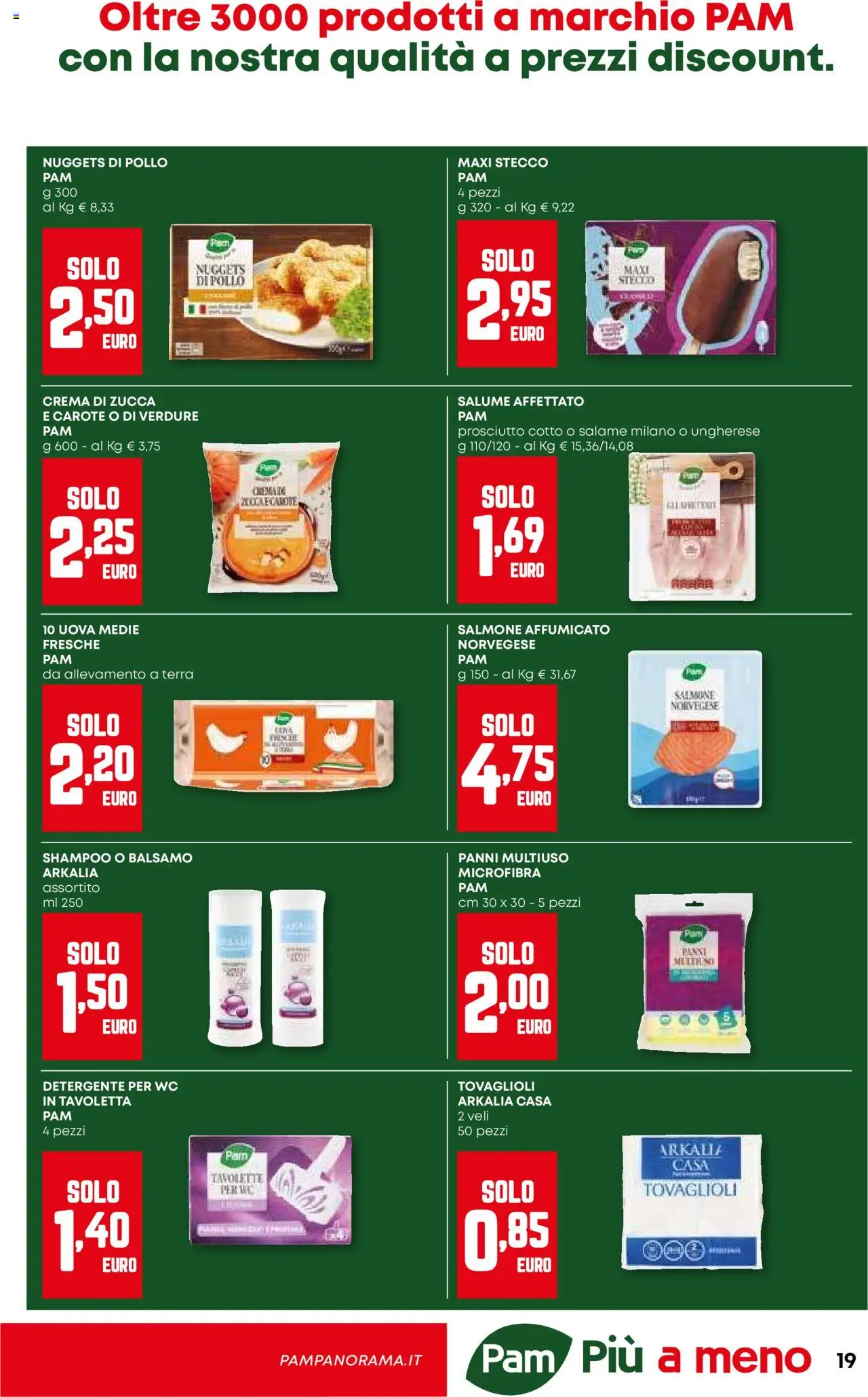 Volantino PAM del 09.10.2025 | Pagina: 19 | Prodotti: Uova, detergente per WC, Carote, Prosciutto