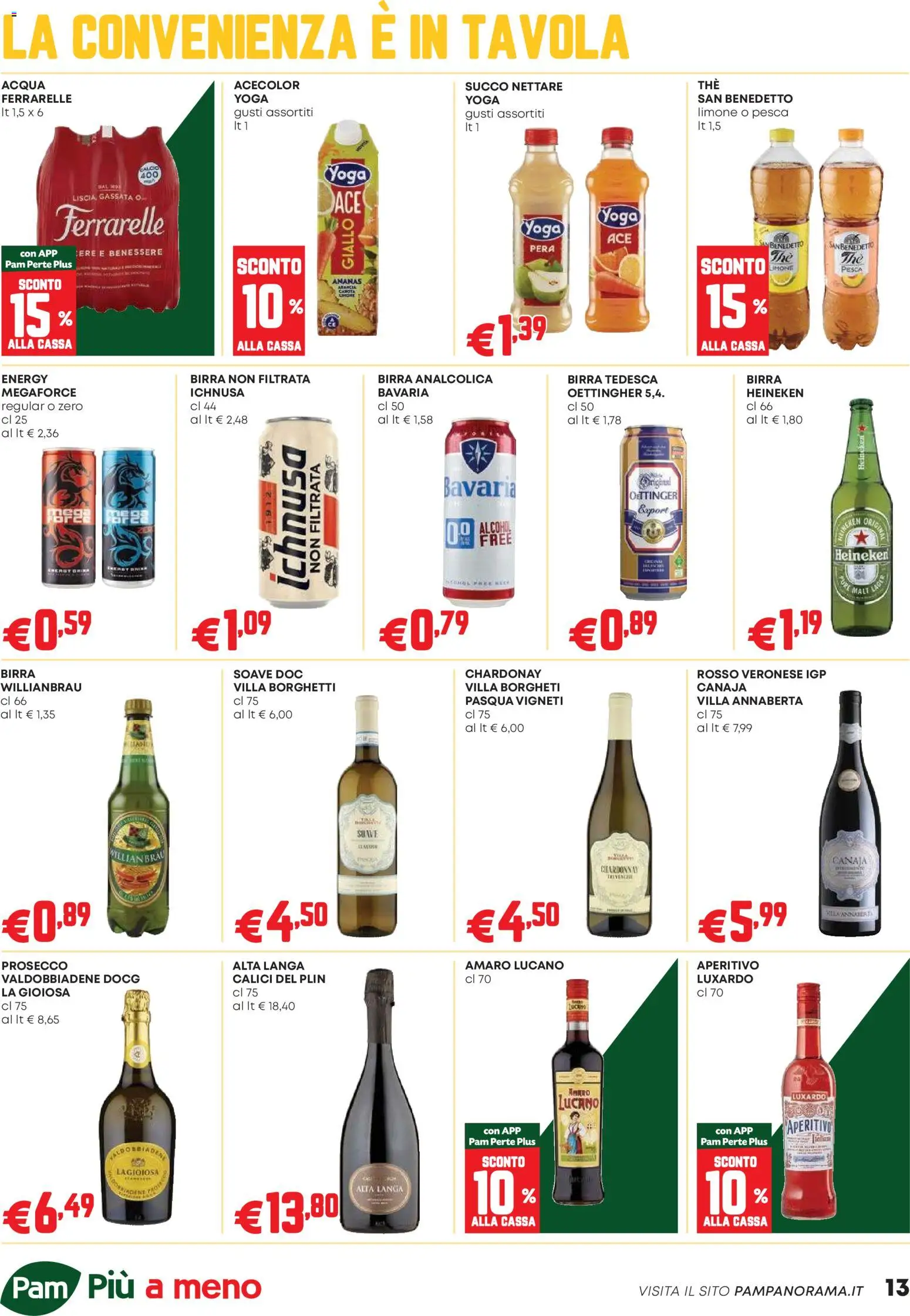 Volantino PAM del 15.01.2026 | Pagina: 13 | Prodotti: Birra, Acqua, Pesca, Aperitivo