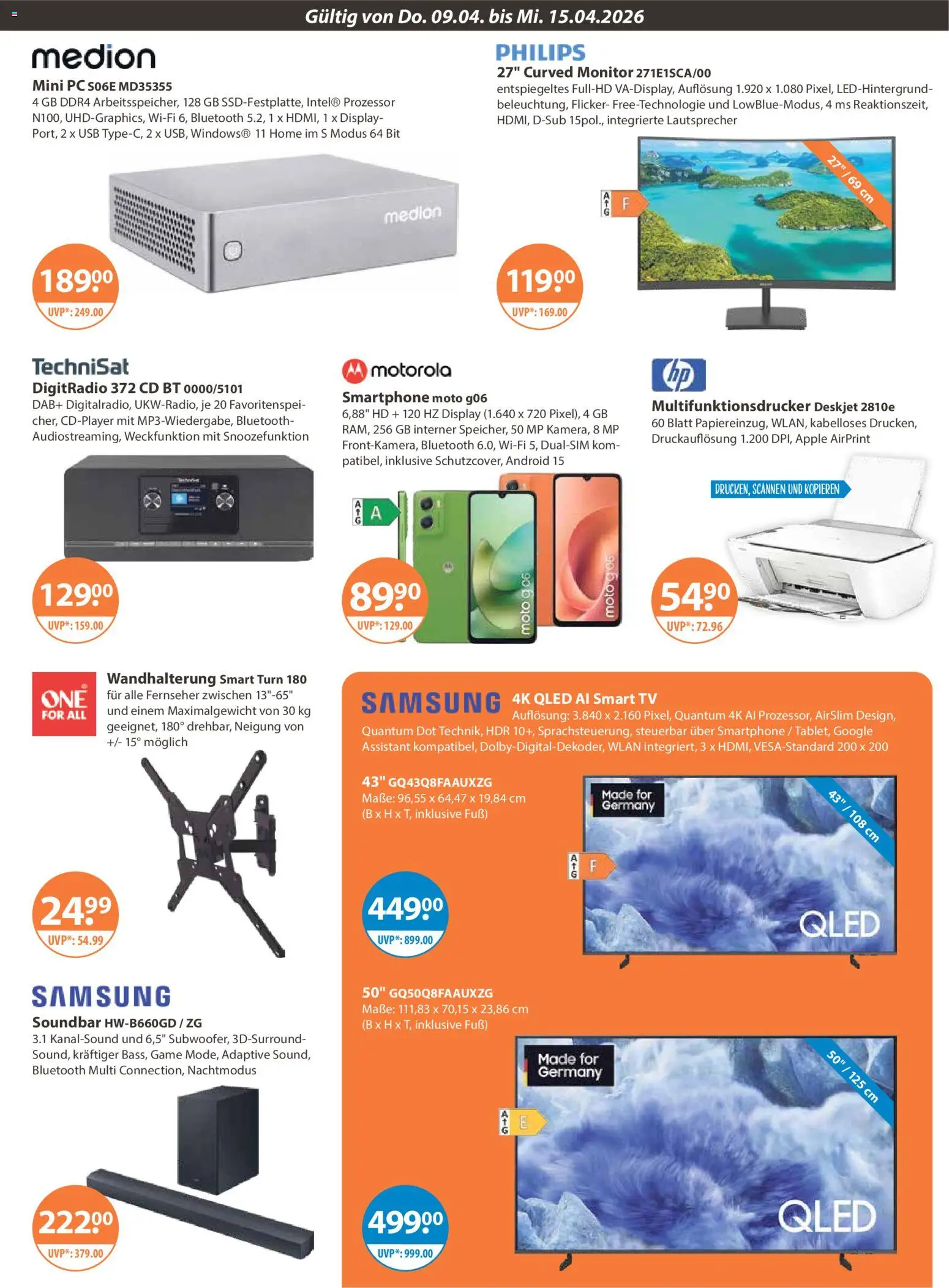 V-Markt Schwaben / Oberbayern – gültig ab 09.04.2026 | Seite: 19 | Produkte: Philips, Lautsprecher, USB, Fernseher