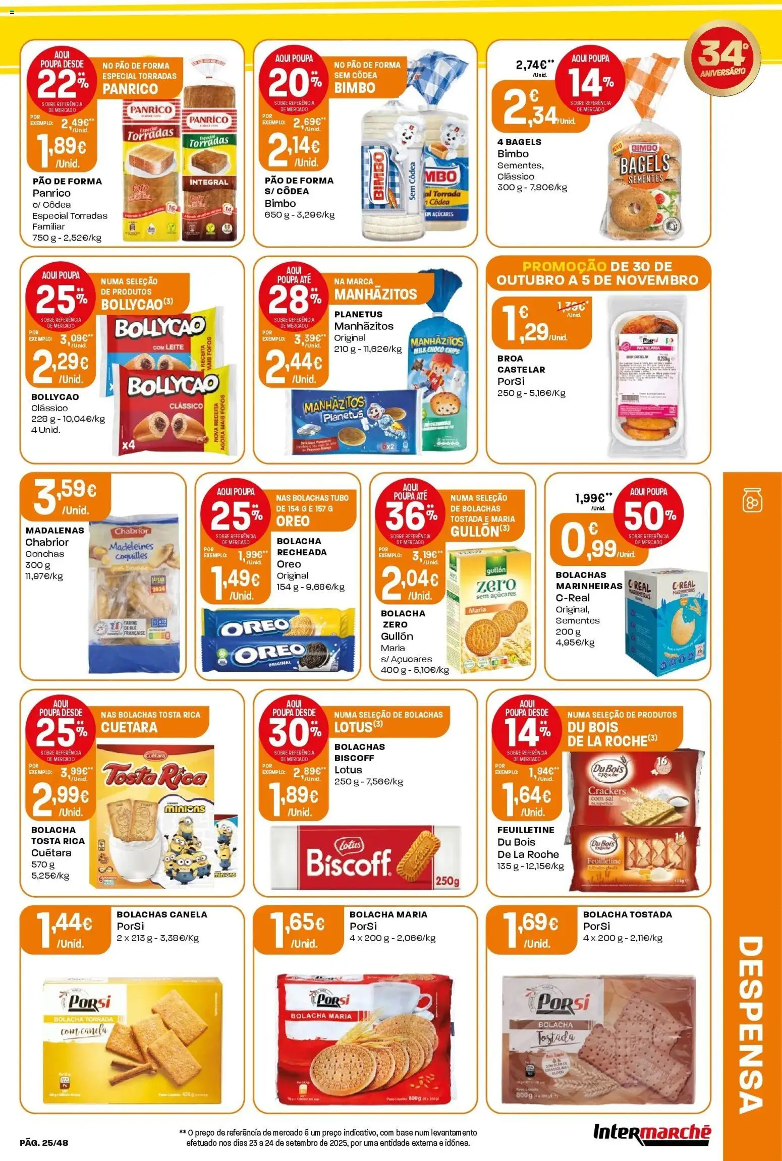 Intermarché - Aniversário à la poupança! │ válido de 30.10.2025 | Página: 25 | Produtos: Canela, Base, Leite, Pão