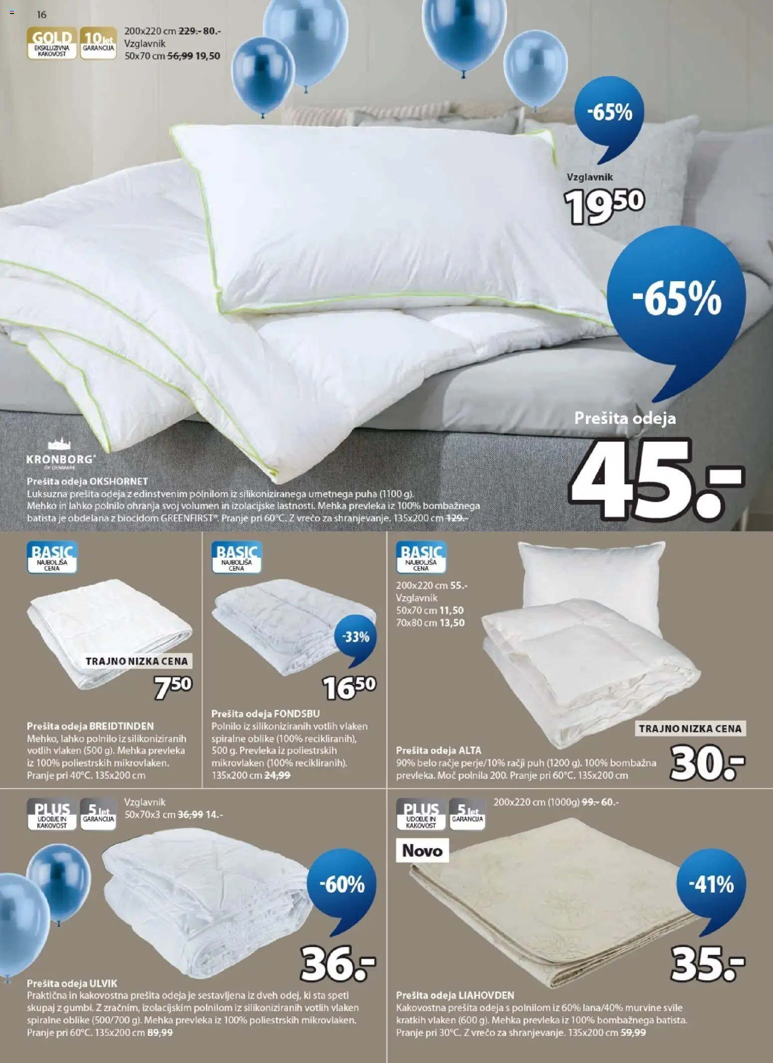 Novi JYSK katalog ponudbe – veljaven od 22.04.2026 | Stran: 16 | Izdelki: Prešita odeja, Vzglavnik, Prevleka, Odeja