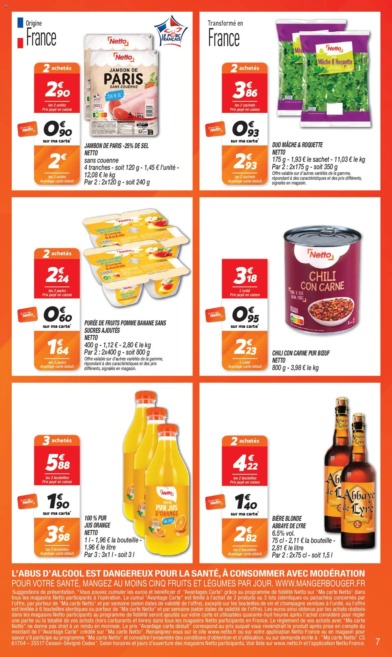 {H1} | Page: 7 | Produits: Orange, Pomme, Bière blonde, Bière