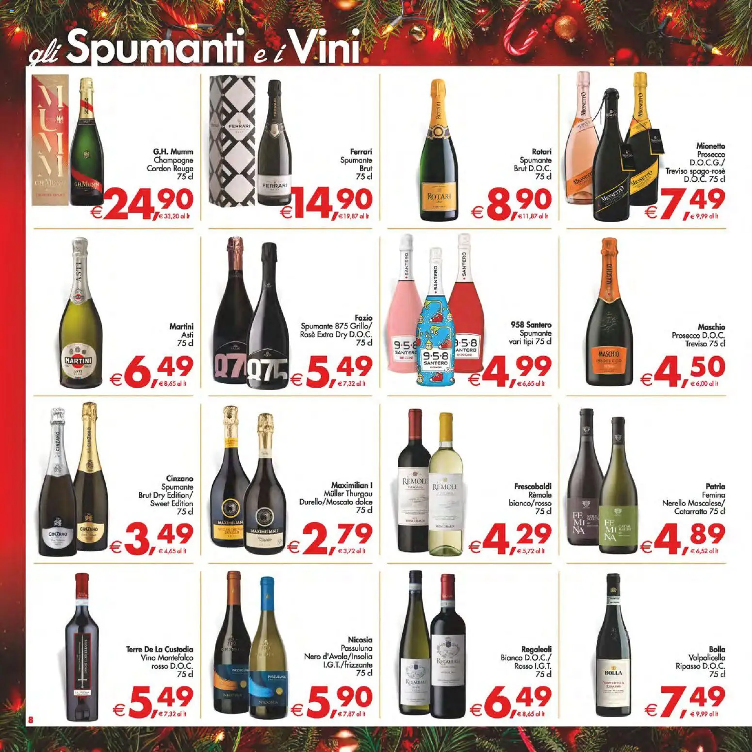 Volantino Decò del 16.12.2025 | Pagina: 8 | Prodotti: Prosecco, Vino, Spumante, Champagne