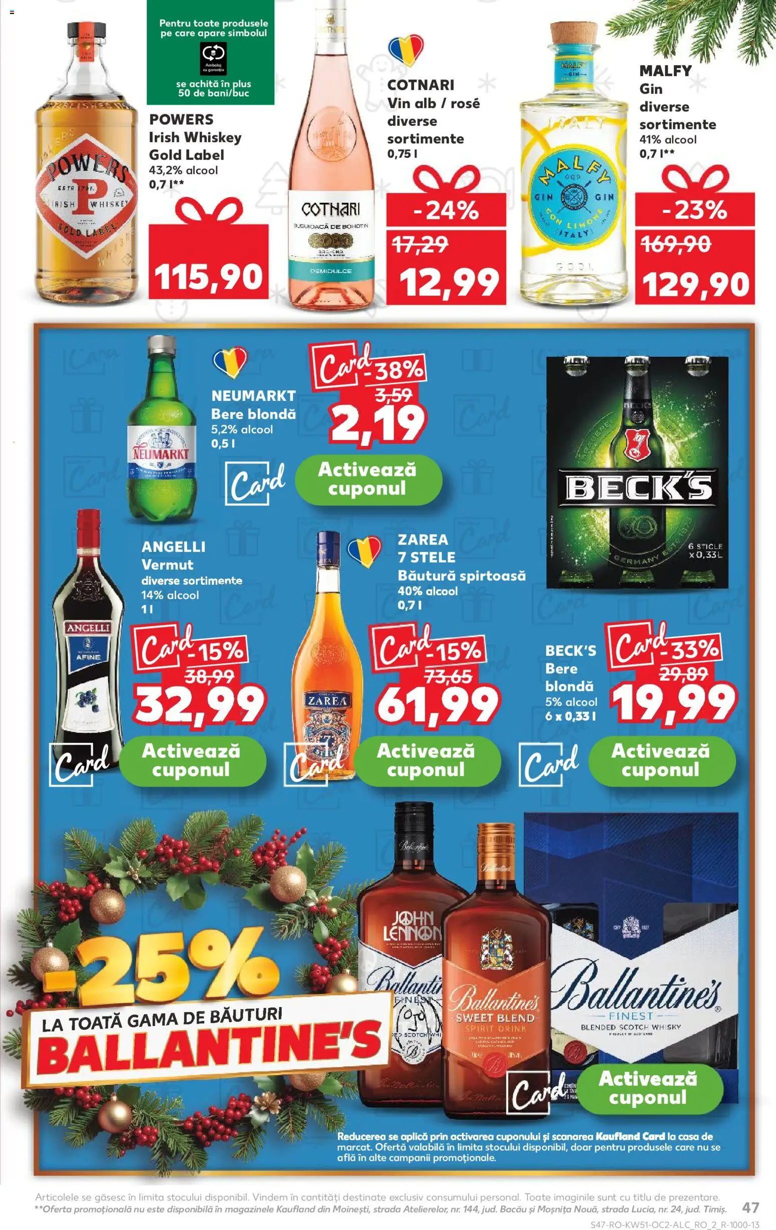 Kaufland RO akciós ujság - amely érvényes a következő dátumtól: 17.12.2025 | Oldal: 47 | Termékek: Whiskey, Irish whiskey, Whisky