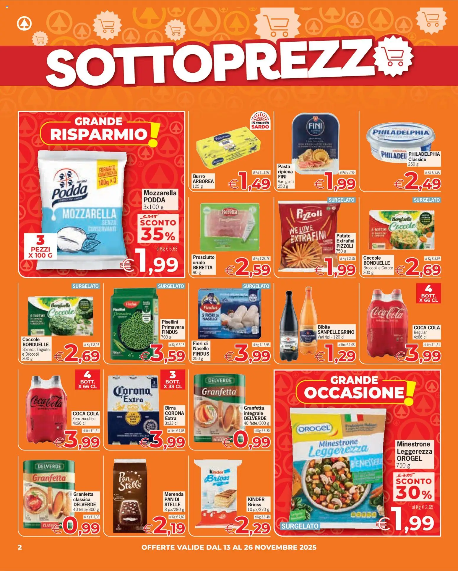 Volantino Eurospar del 13.11.2025 | Pagina: 2 | Prodotti: Patate, Carote, Fagiolini, Coca Cola