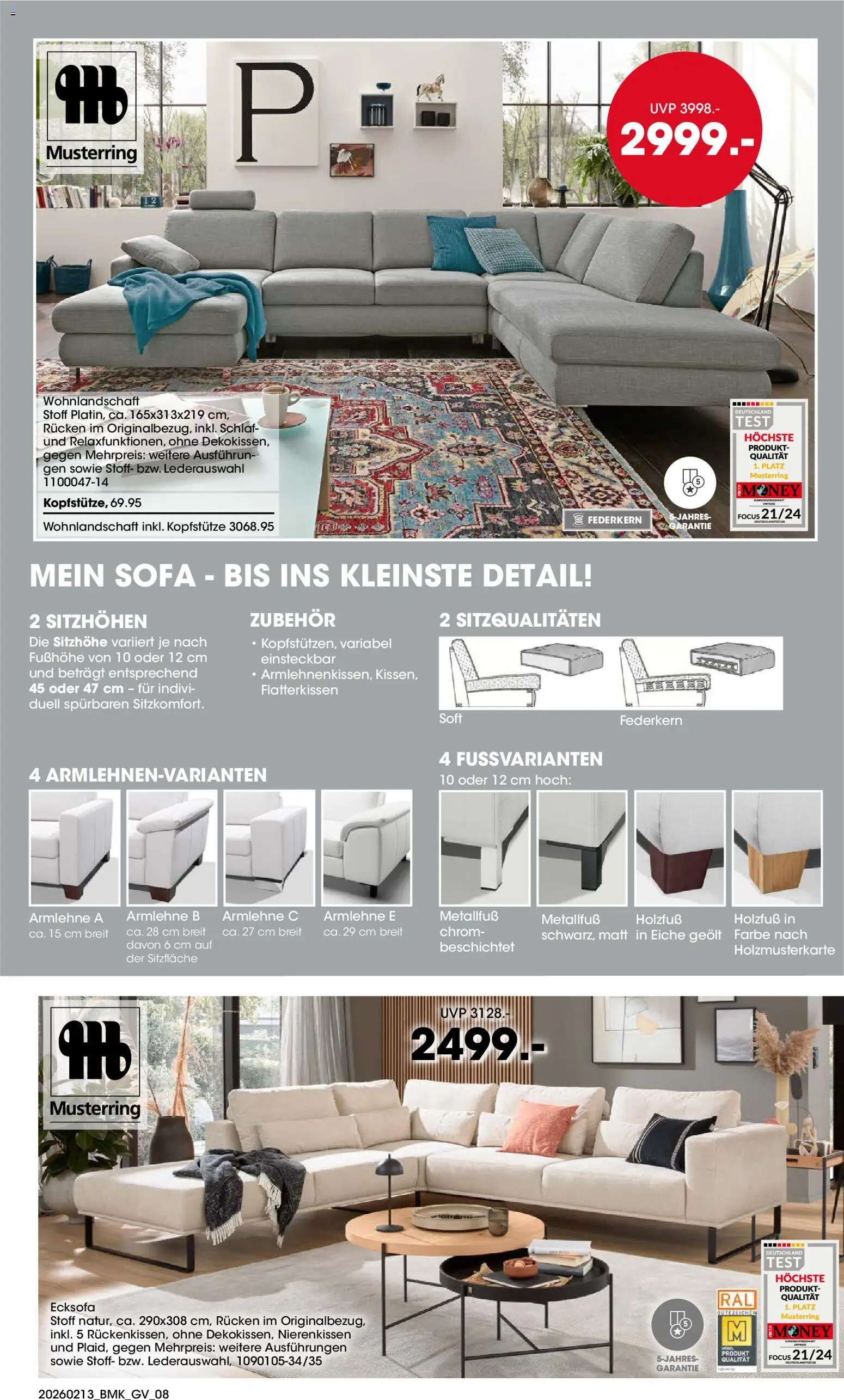 Möbel Martin Küchenmesse – gültig ab 13.02.2026 | Seite: 8 | Produkte: Wohnlandschaft, Ecksofa, Sofa