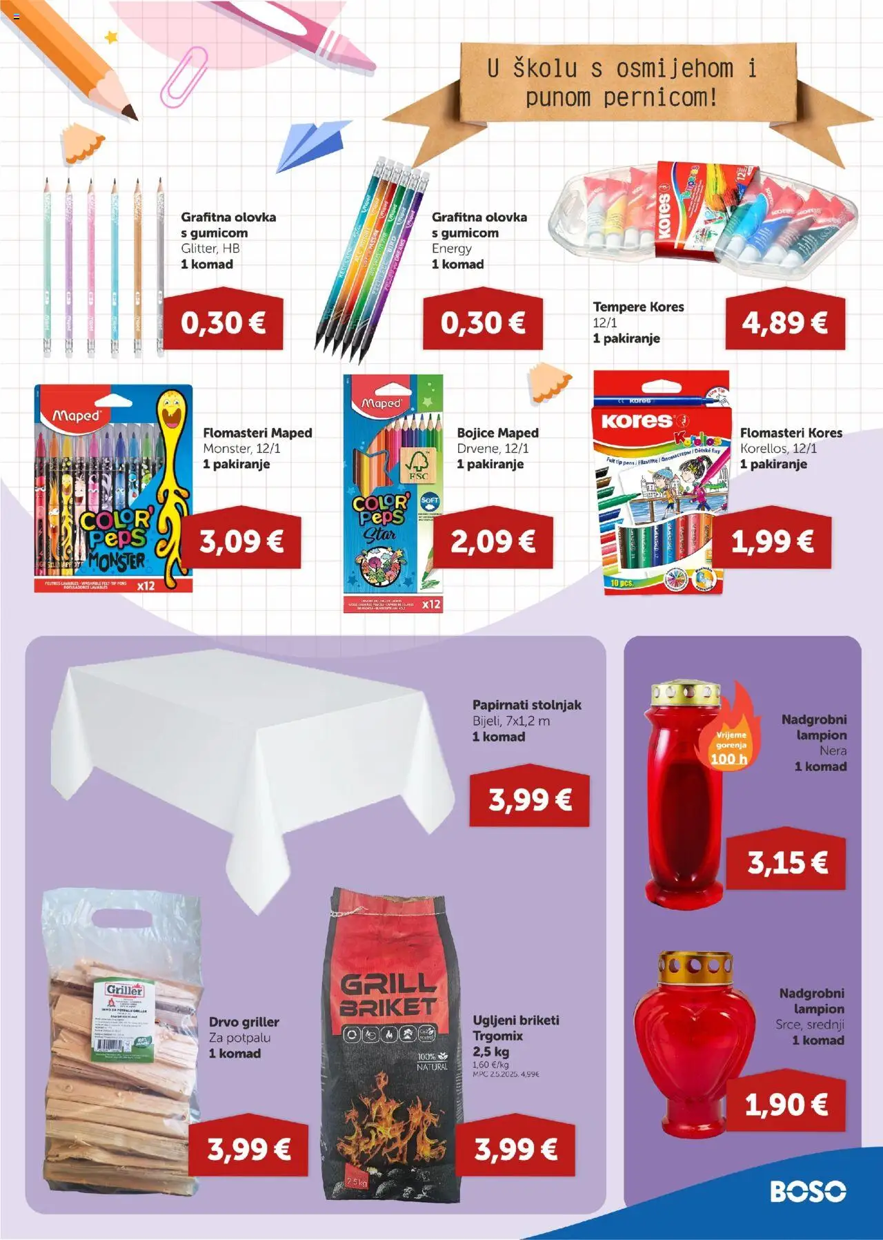 Boso katalog | vrijedi od 14.08.2025 | Stranica: 15 | Proizvodi: Stolnjak, Grill briket, Tempere, Flomasteri