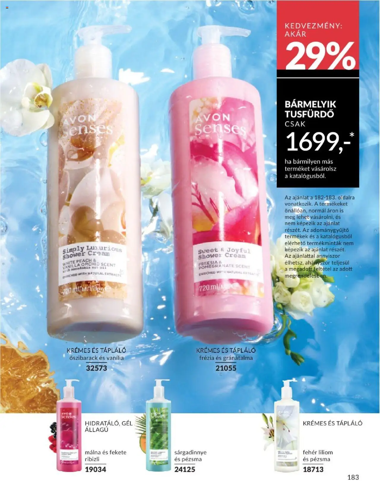 Avon akciós ujság - amely érvényes a következő dátumtól: 01.06.2025 | Oldal: 183 | Termékek: Málna, Gránátalma, Tusfürdő, Sárgadinnye