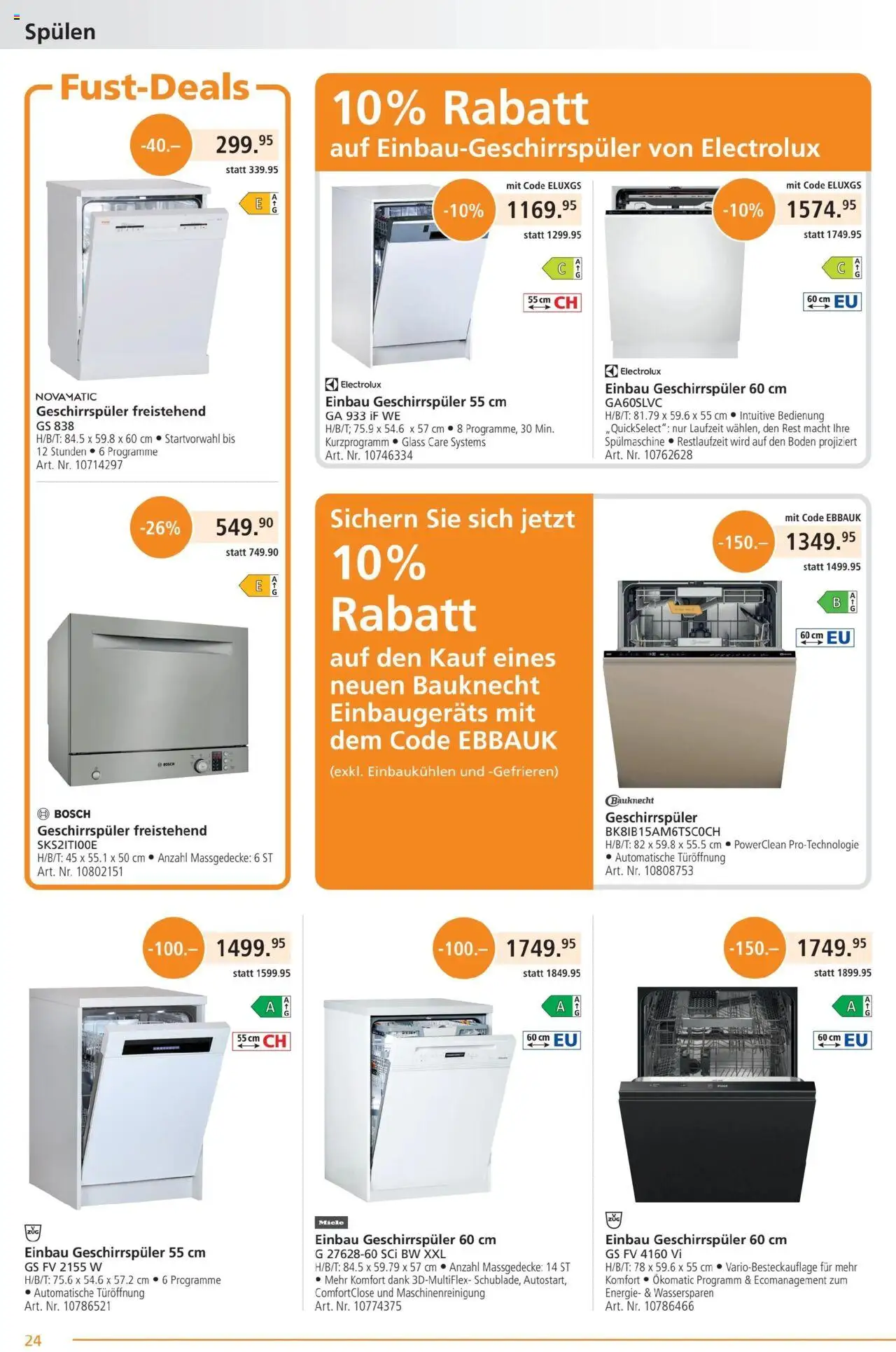 Fust Aktionen ab 28.07.2025 | Seite: 24 | Produkte: Geschirrspüler, Miele, Bosch