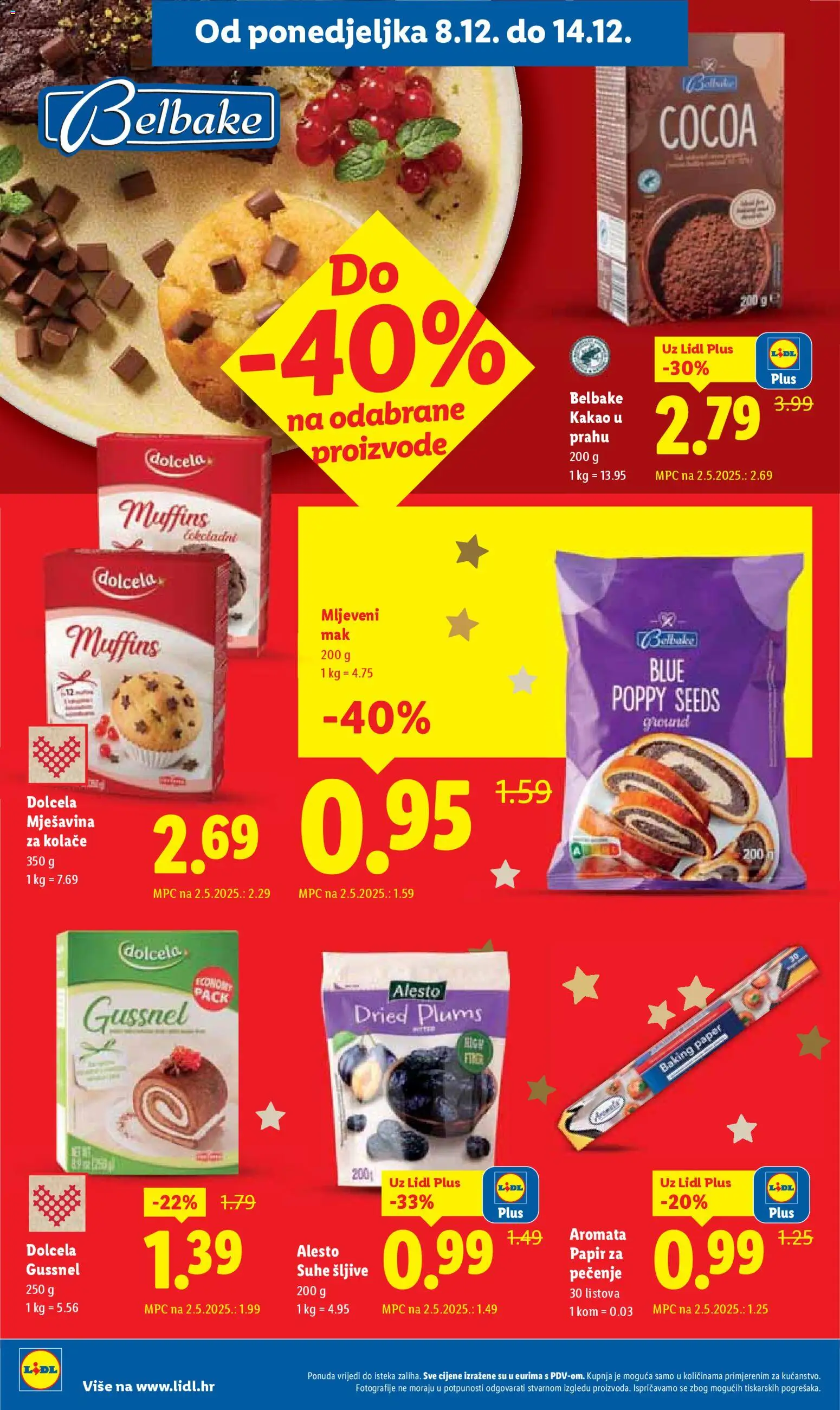 Lidl katalog | vrijedi od 08.12.2025 | Stranica: 12 | Proizvodi: Šljive, Papir za pečenje, Kakao, Mak
